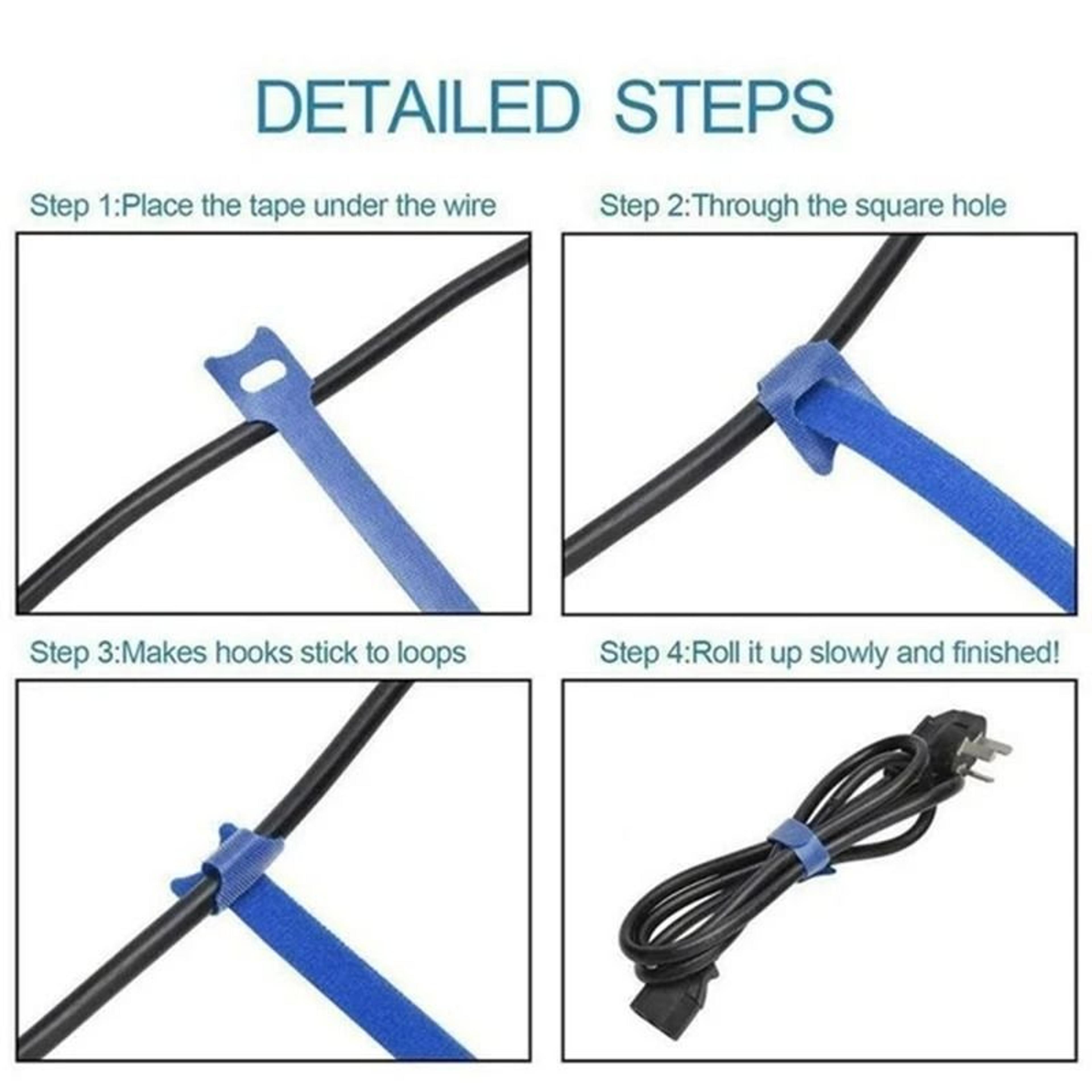Reusable Cable Organizer Ties Adjustable Hook And Loop Wire Straps 9