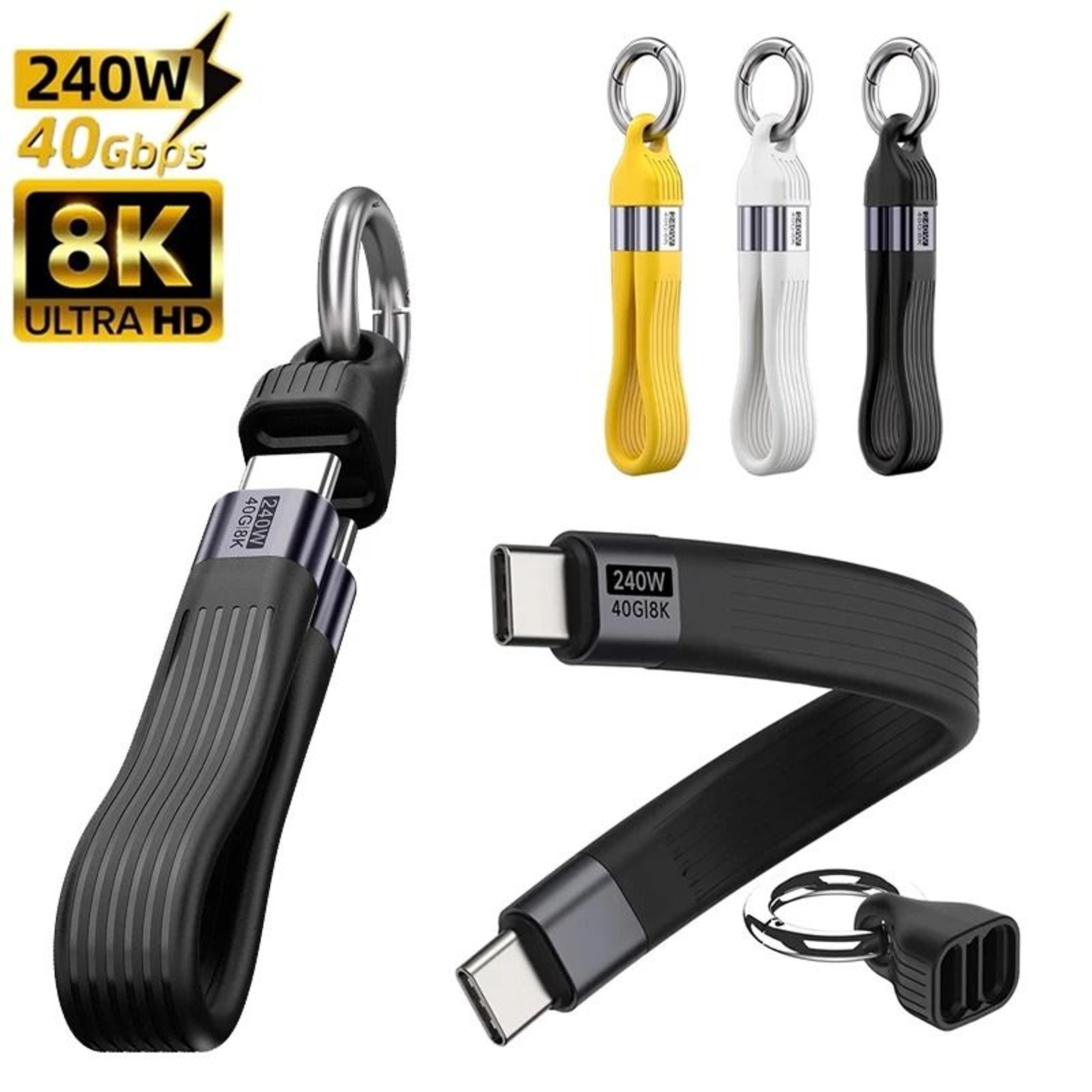 usb4 short usb c to usb c cable 240w pd 40gbps keychain design