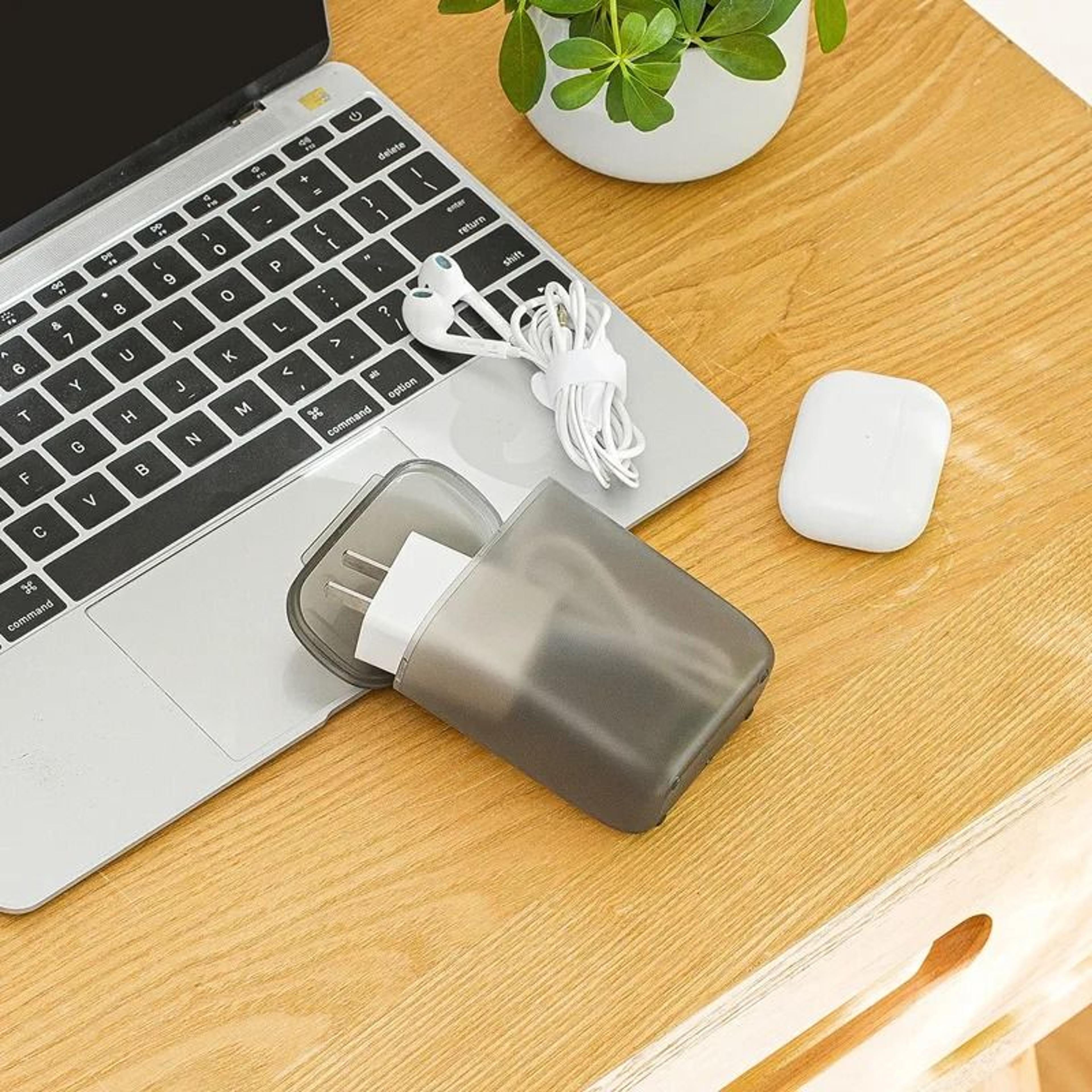 Dustproof Cable Organizer Box With Lid Transparent Desktop Charger Storage Box 12
