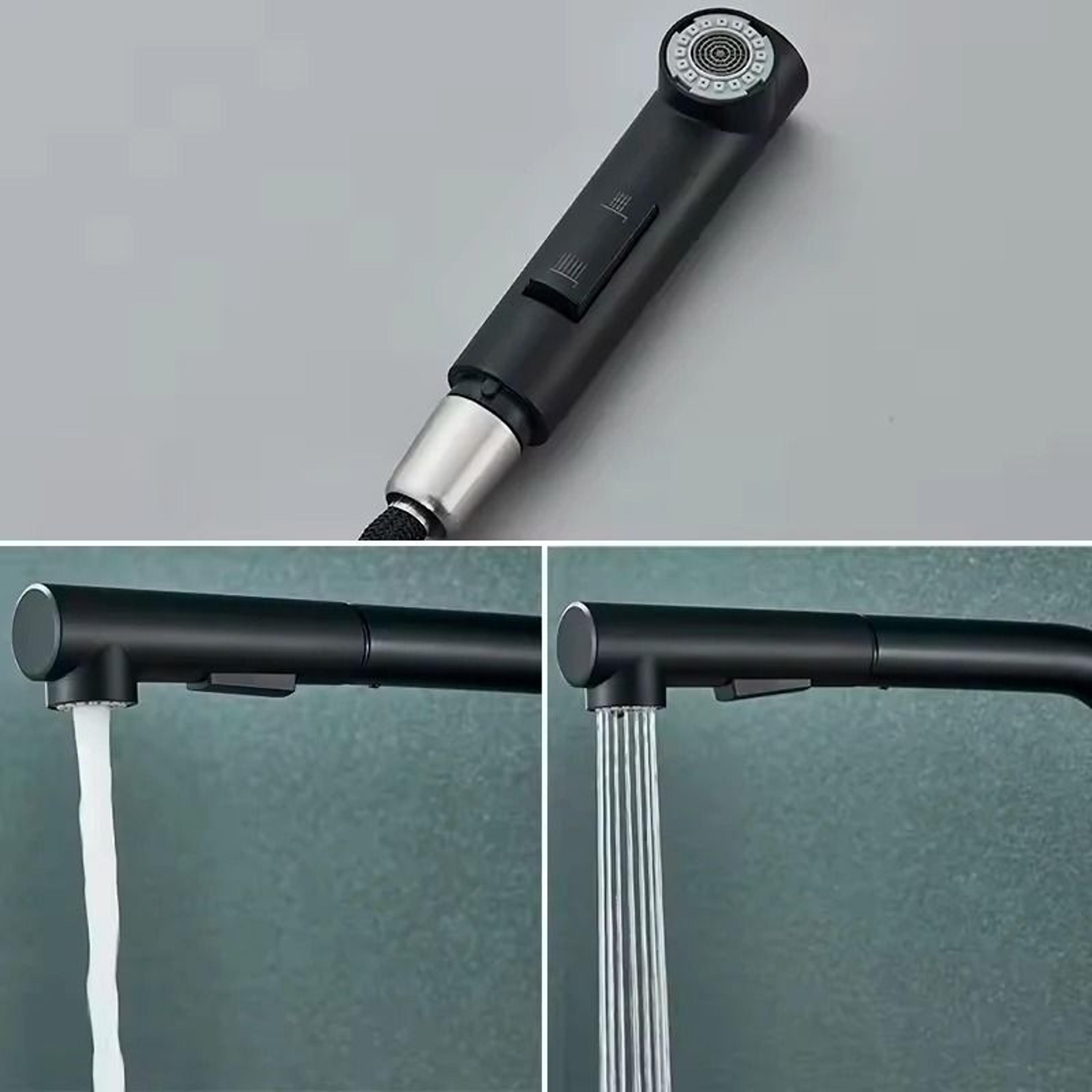 Pull Out Kitchen Sink Faucet Stainless Steel Hot Cold Mixer Tap With Two Mode Sprayer 4