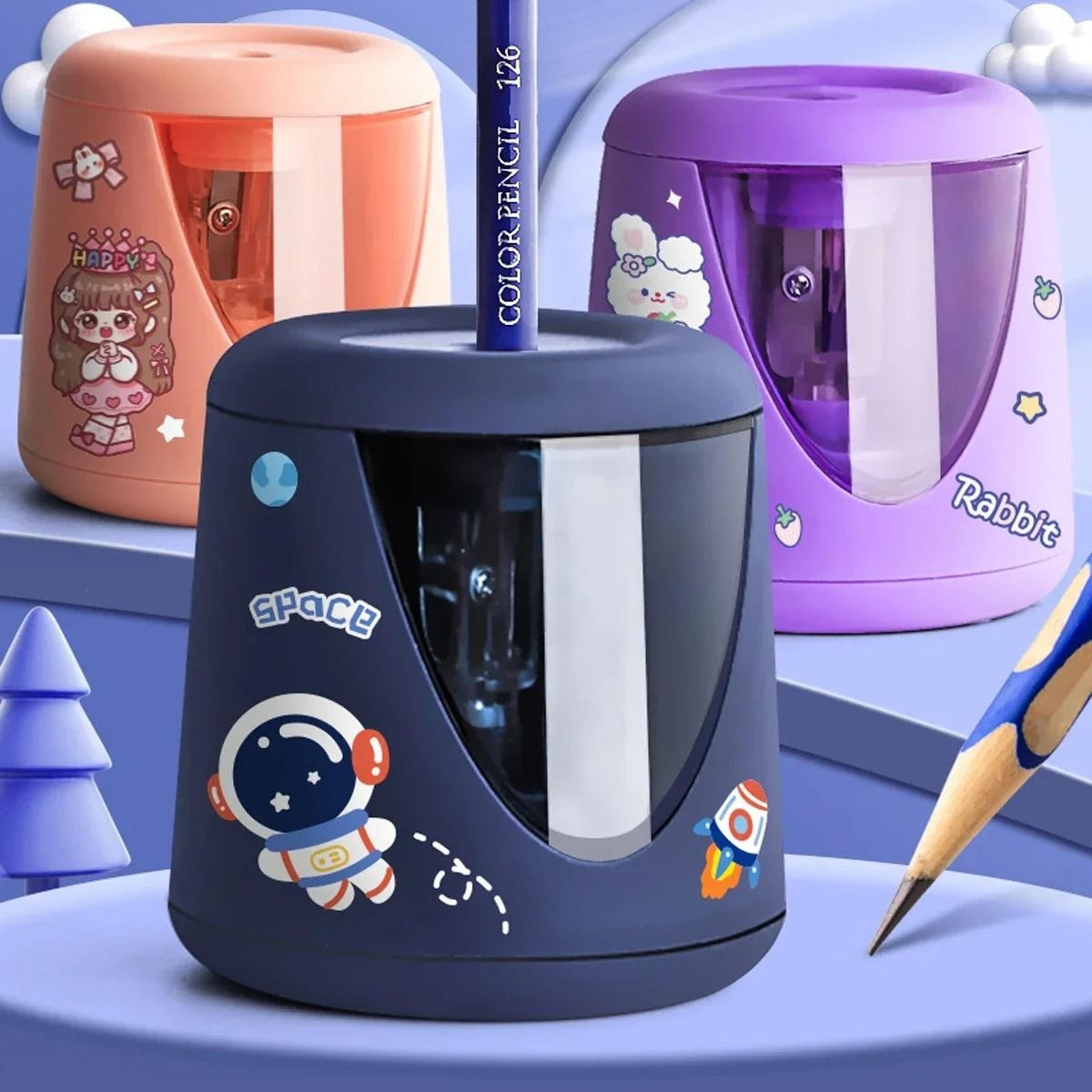 cartoon space electric automatic pencil sharpener for kids school stationery