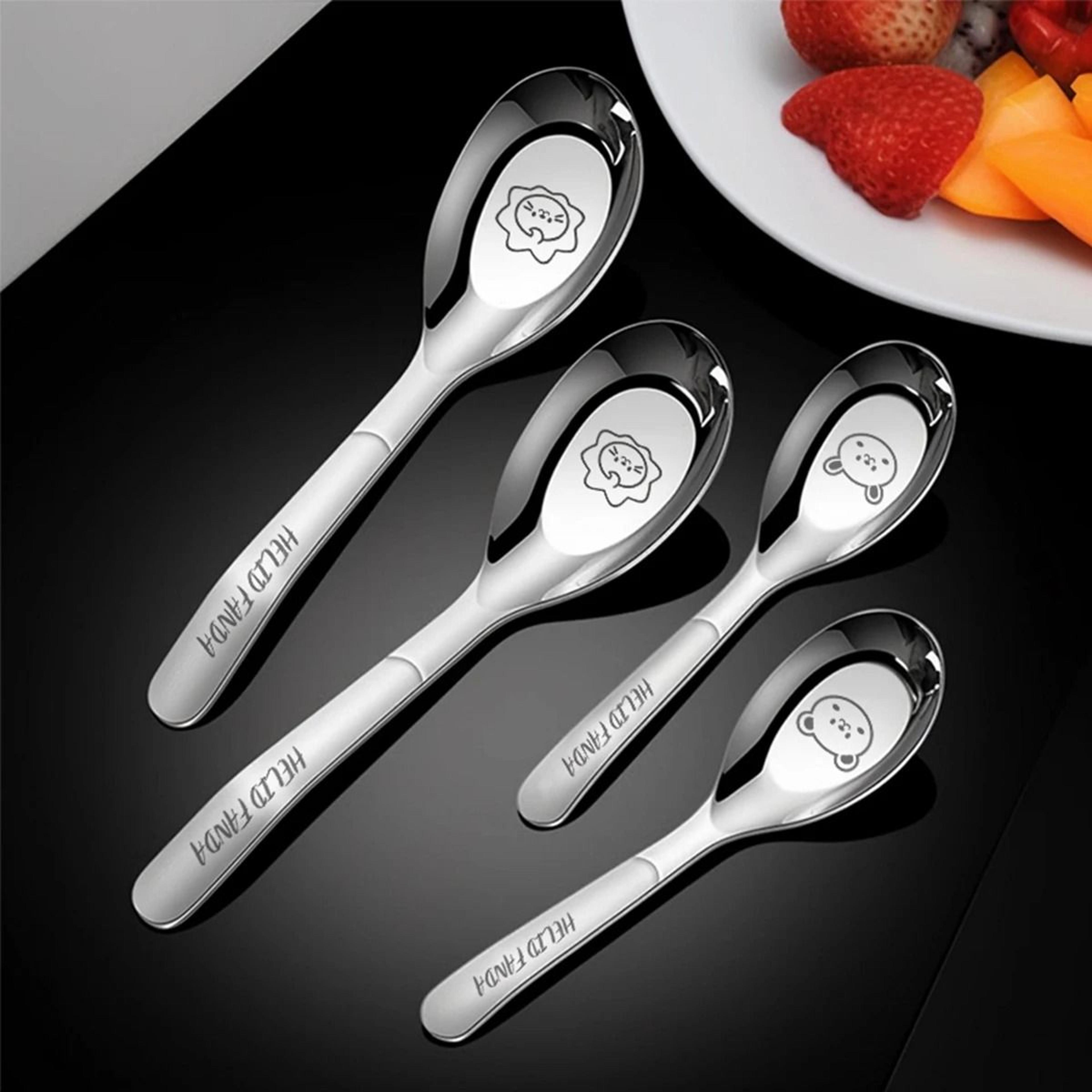 cute stainless steel dessert spoon set long handle soup spoons for kids