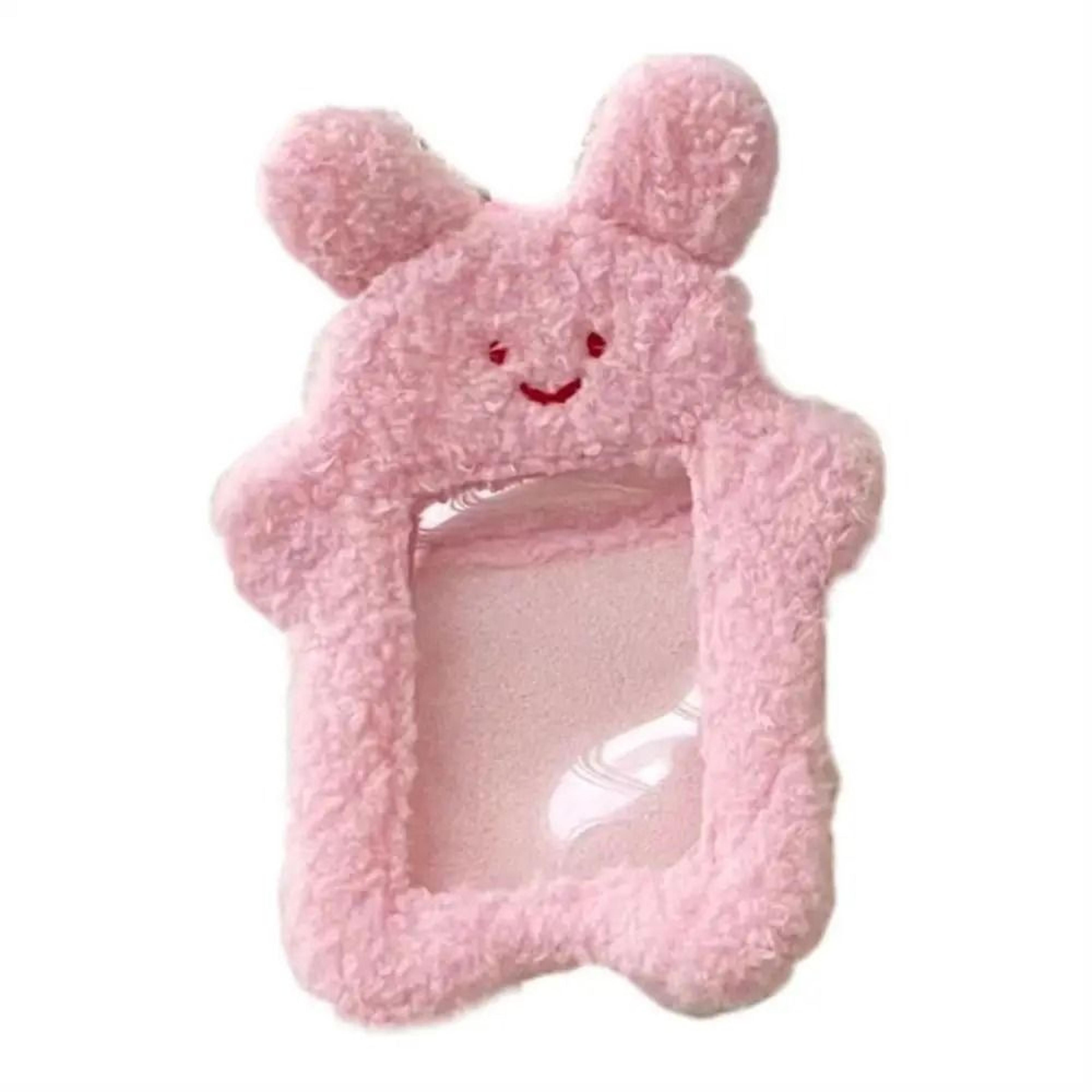 cute plush photocard holder cartoon keychain photo card case