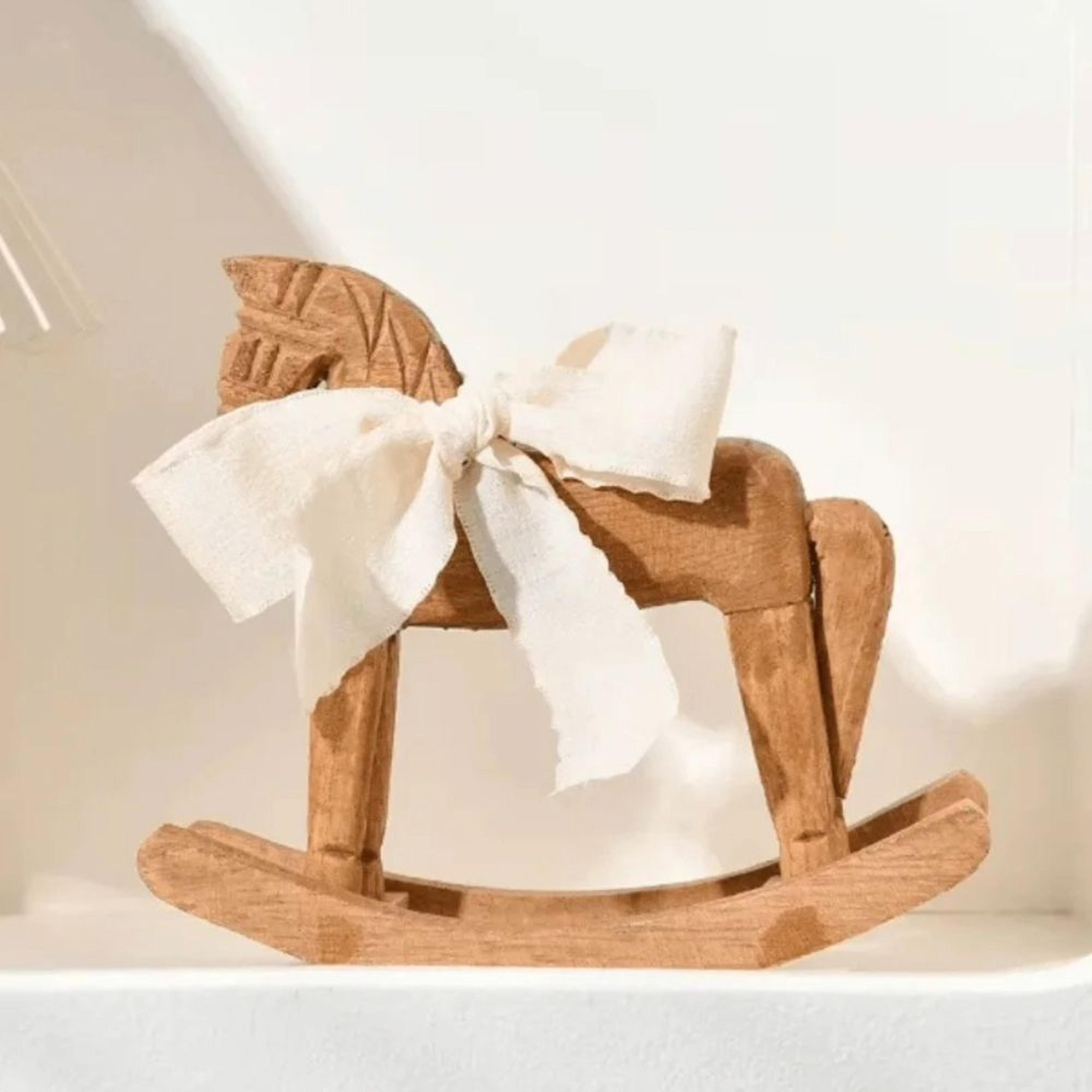 everoak heirloom wooden rocking horse montessori nursery decor