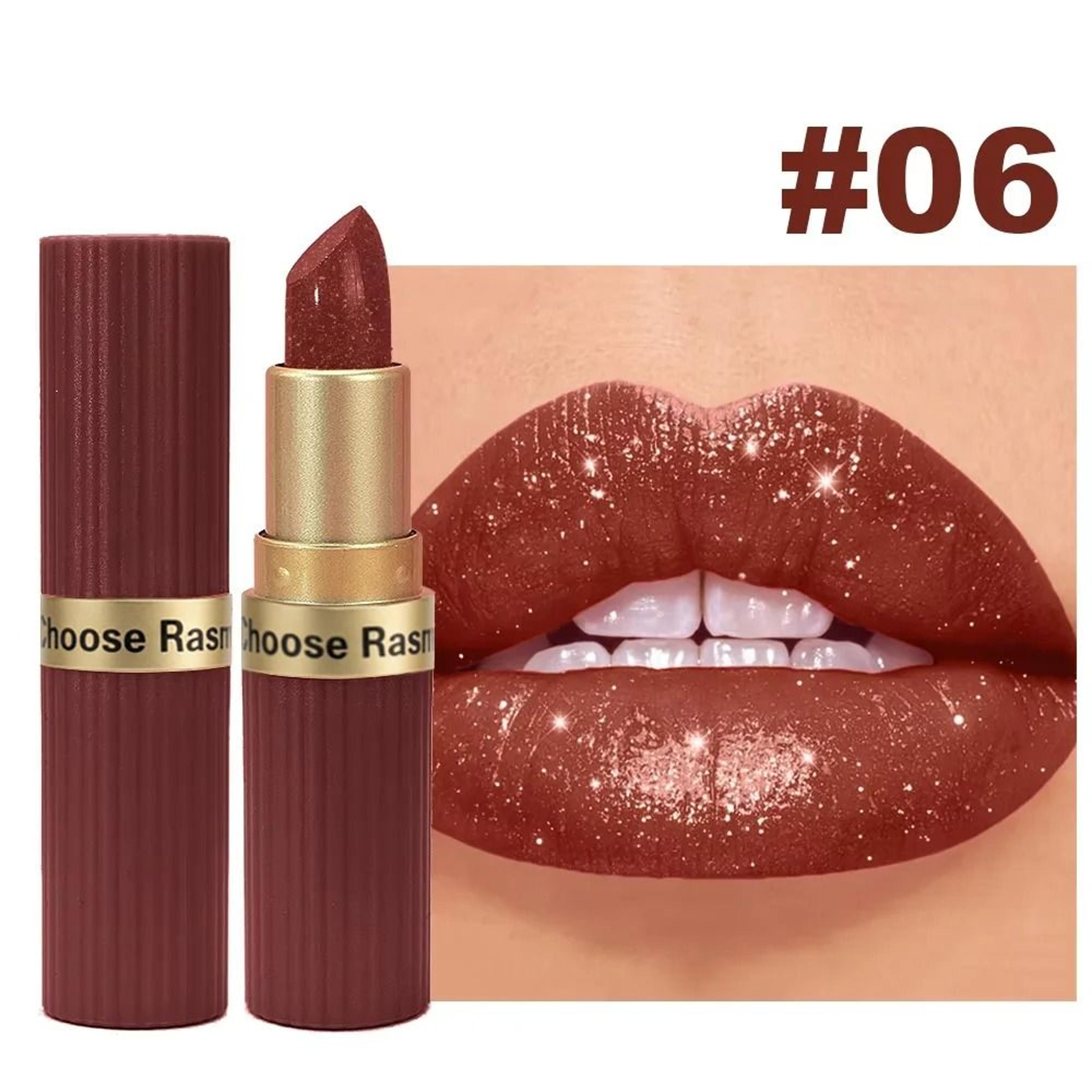 GlamAura Pearlescent Pink Metallic Glitter Lipstick Waterproof Matte Shimmer 6