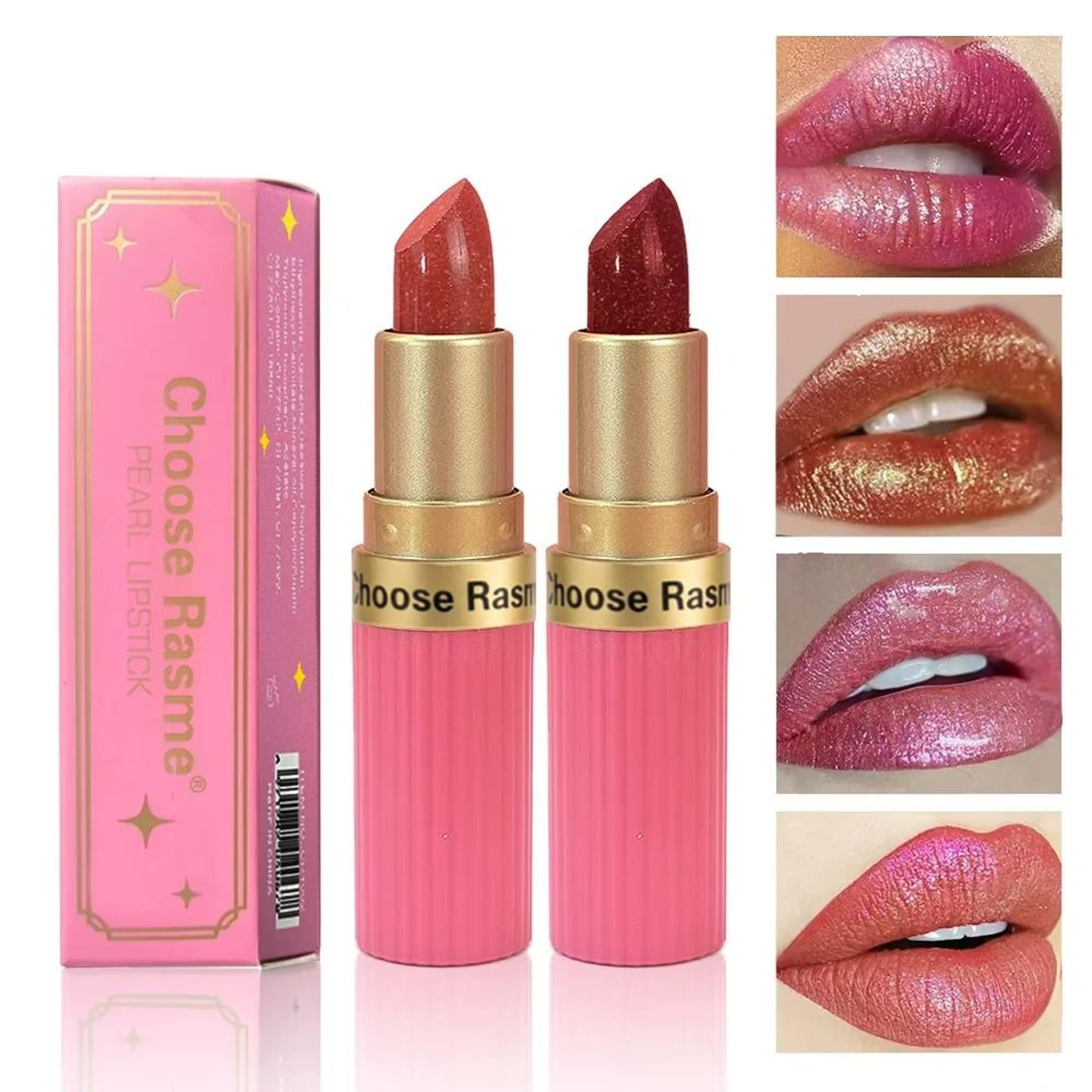 GlamAura Pearlescent Pink Metallic Glitter Lipstick Waterproof Matte Shimmer 9
