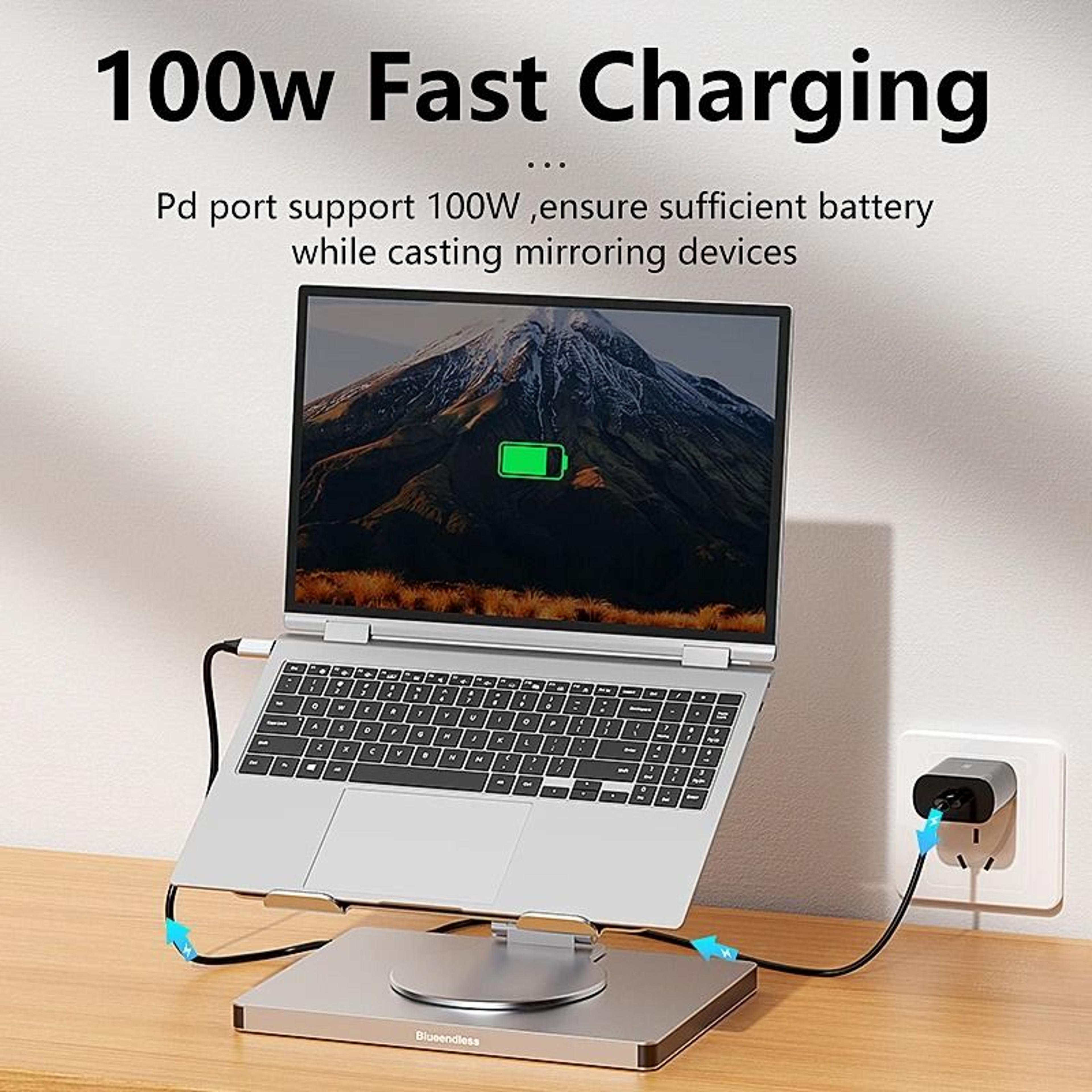 Blueendless 10 In 1 IPad Holder Docking Station With 4K USB C Hub 3
