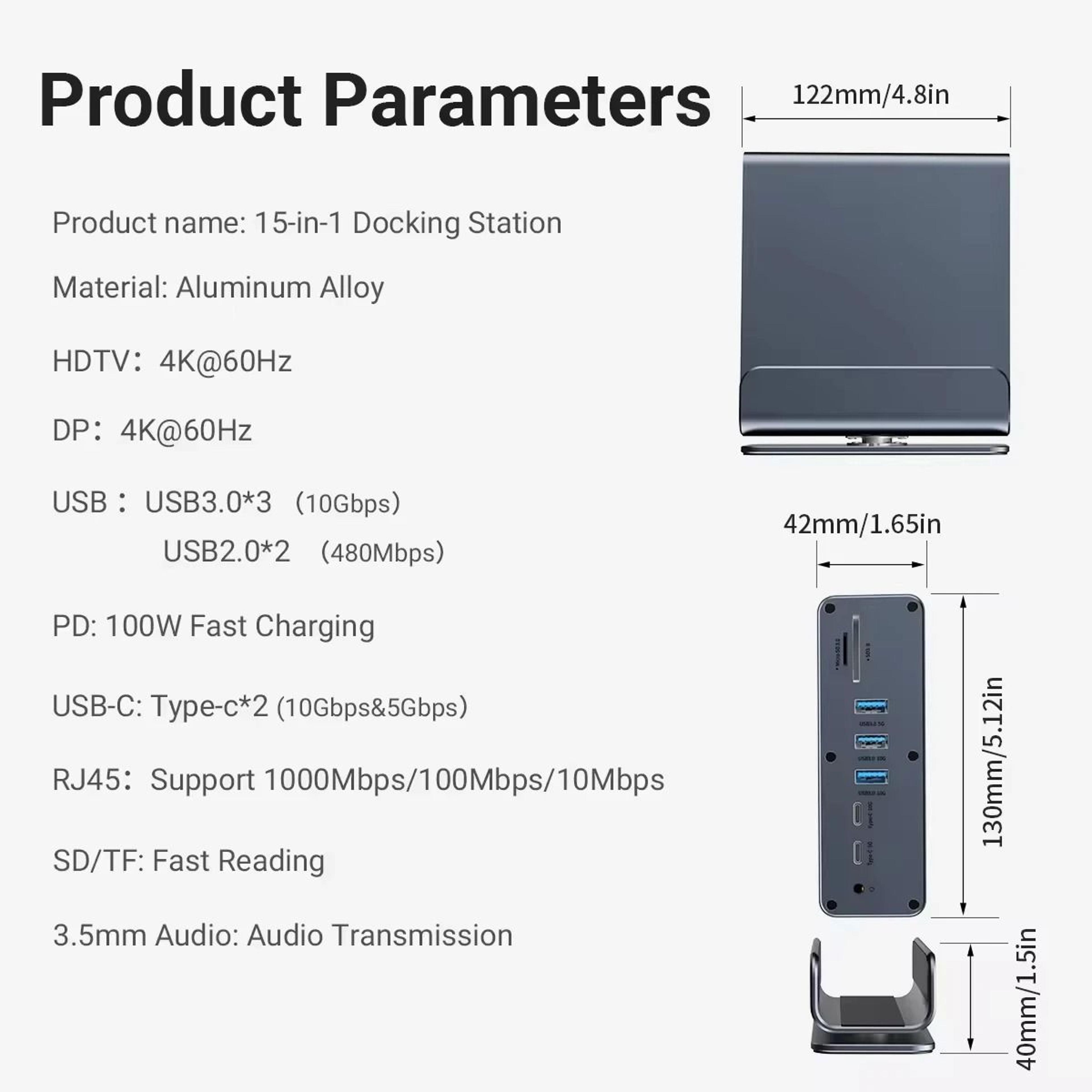 15 In 1 USB C Docking Station With 4K HDMI And DisplayPort 1