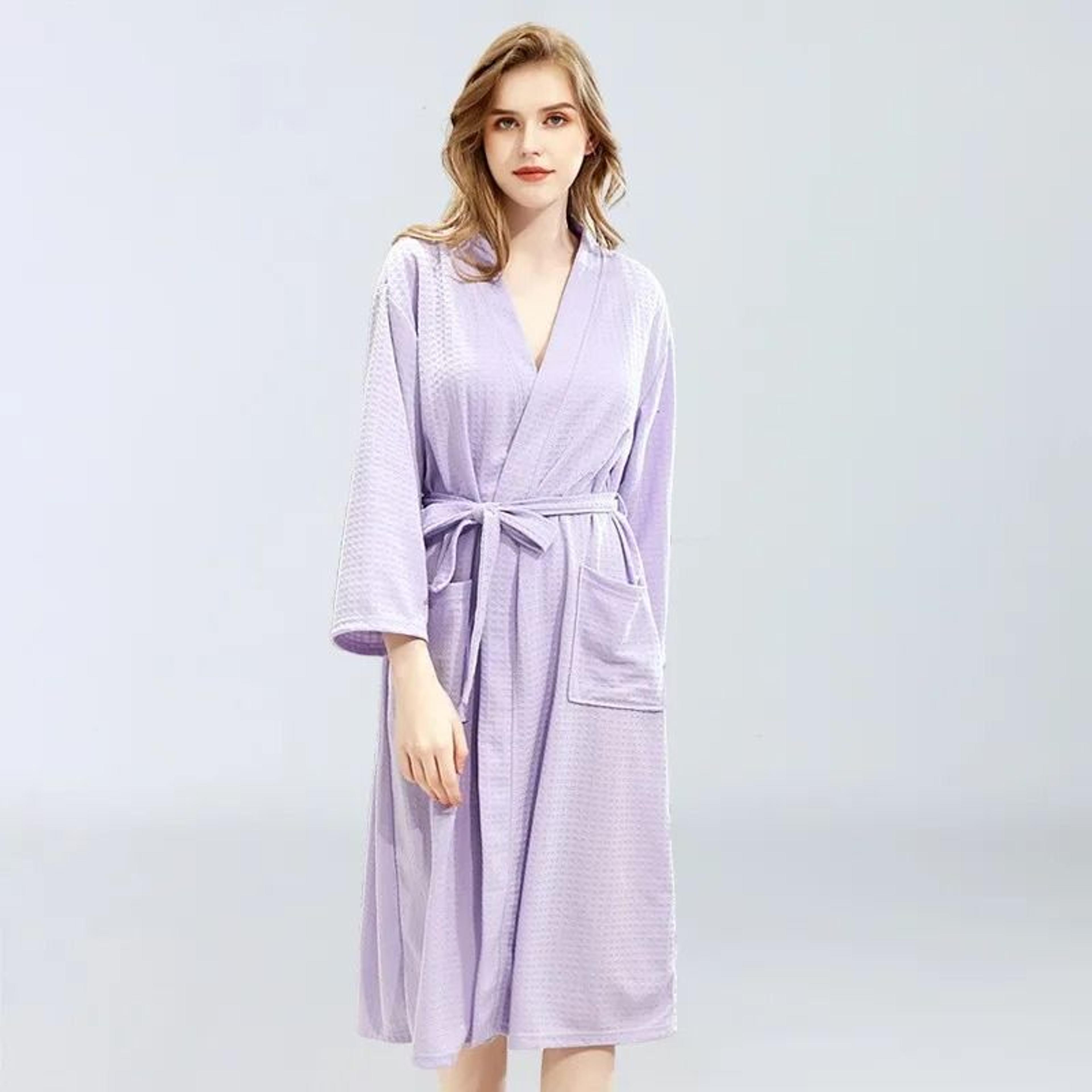 Unisex Waffle Bathrobe Quick Dry Sauna Homewear For Spring And Summer 10