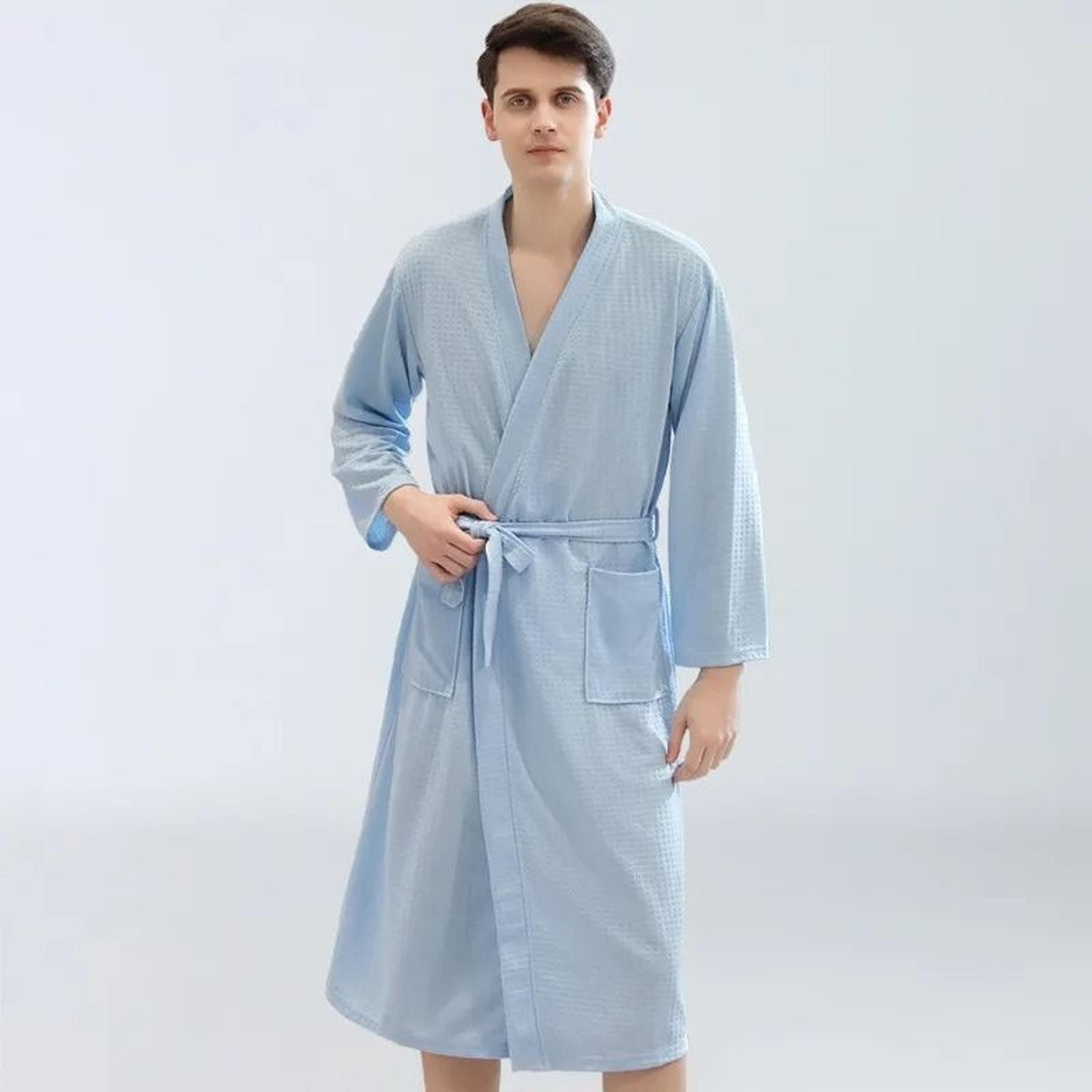 Unisex Waffle Bathrobe Quick Dry Sauna Homewear For Spring And Summer 3