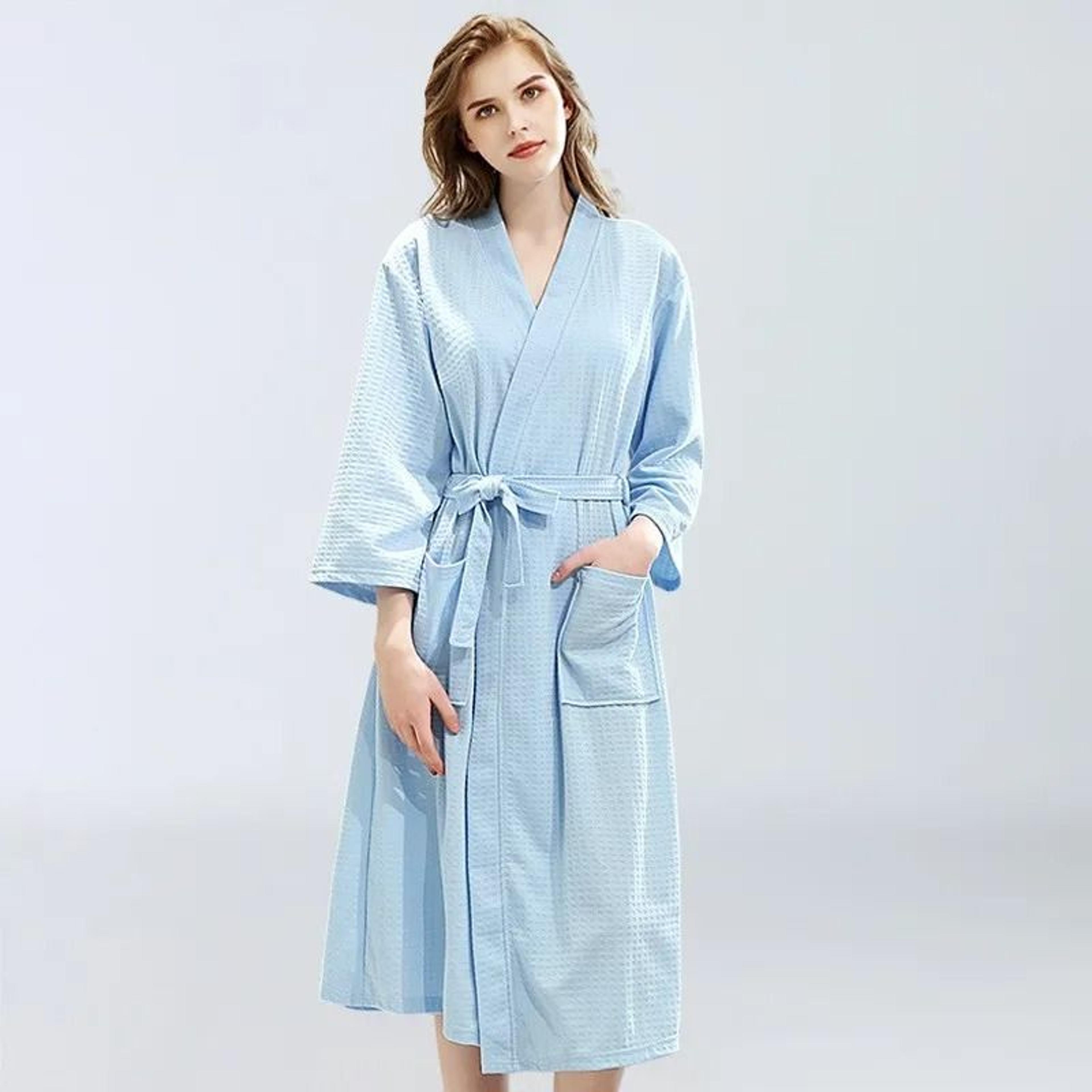 Unisex Waffle Bathrobe Quick Dry Sauna Homewear For Spring And Summer 7