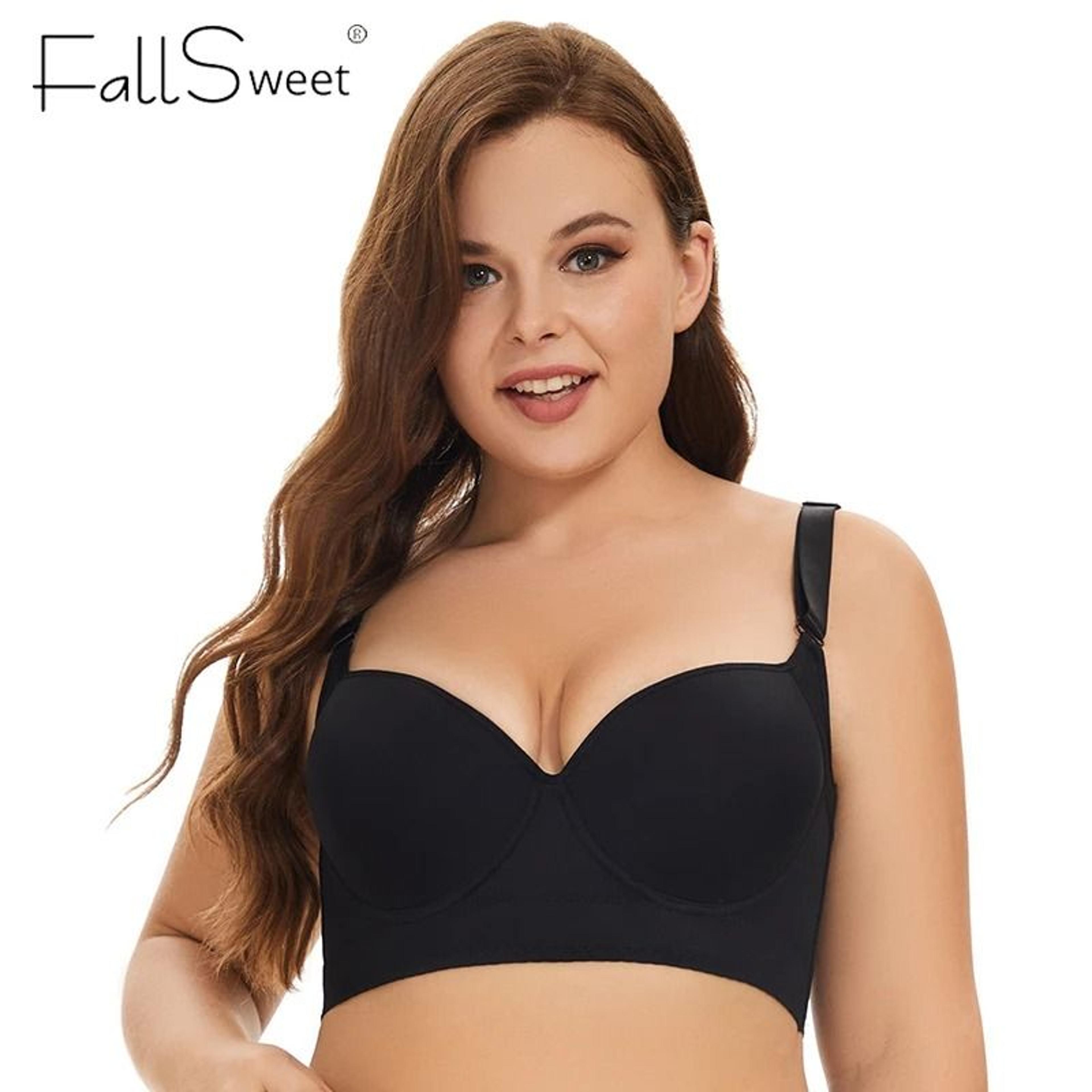 fallsweet plus size push up bra deep cup smoothing underwire