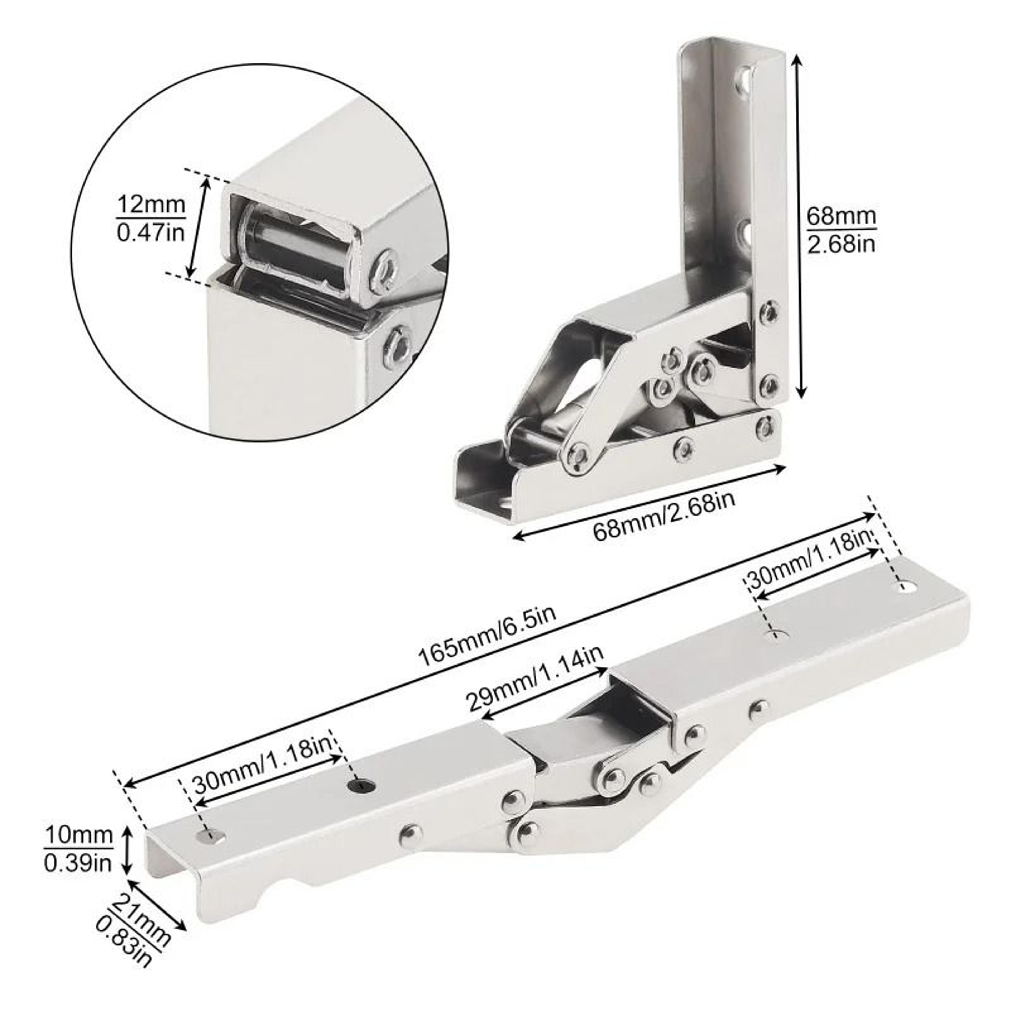 FlexFold 90 Degree Folding Shelf Hinge Set With Hidden Bracket Support 4