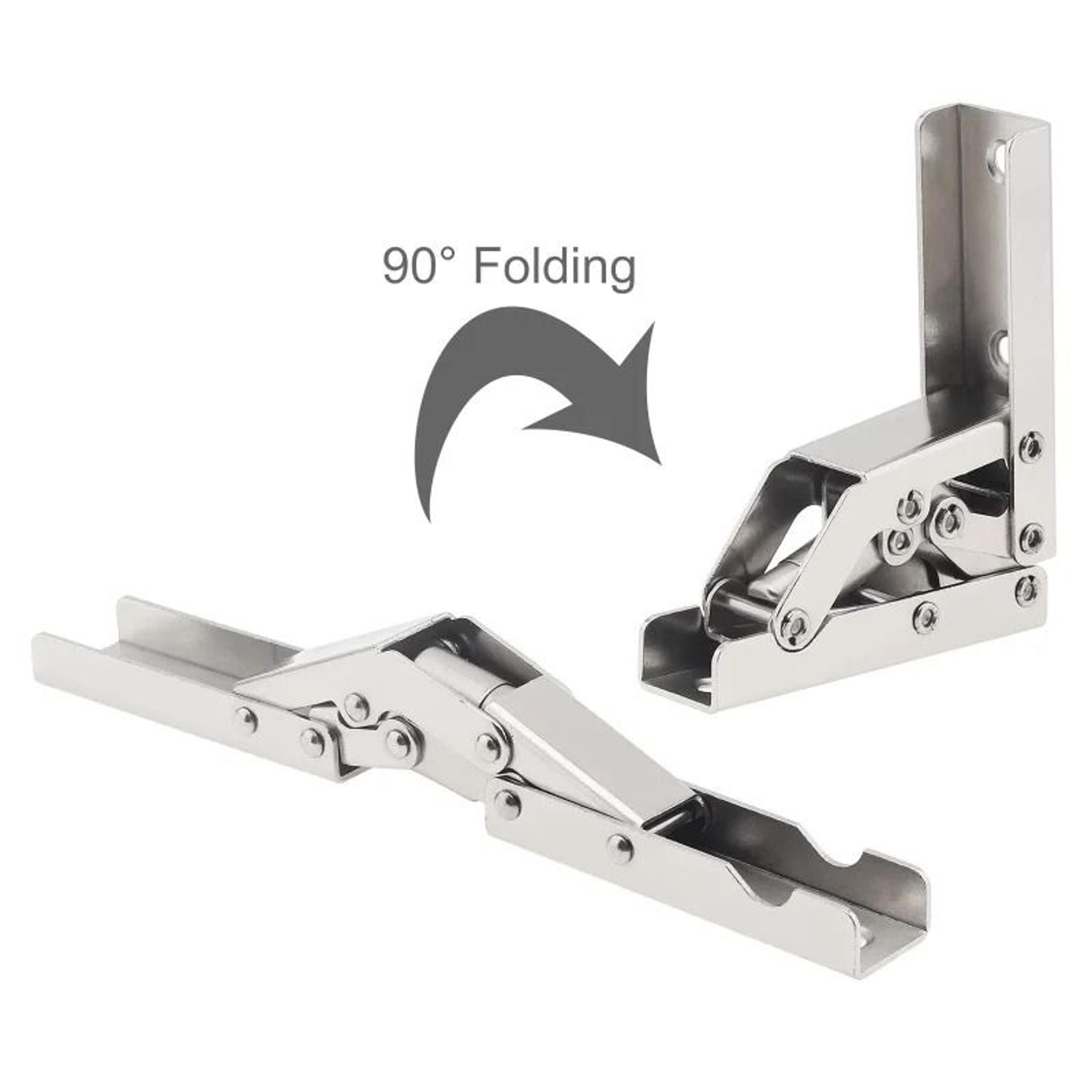 FlexFold 90 Degree Folding Shelf Hinge Set With Hidden Bracket Support 5
