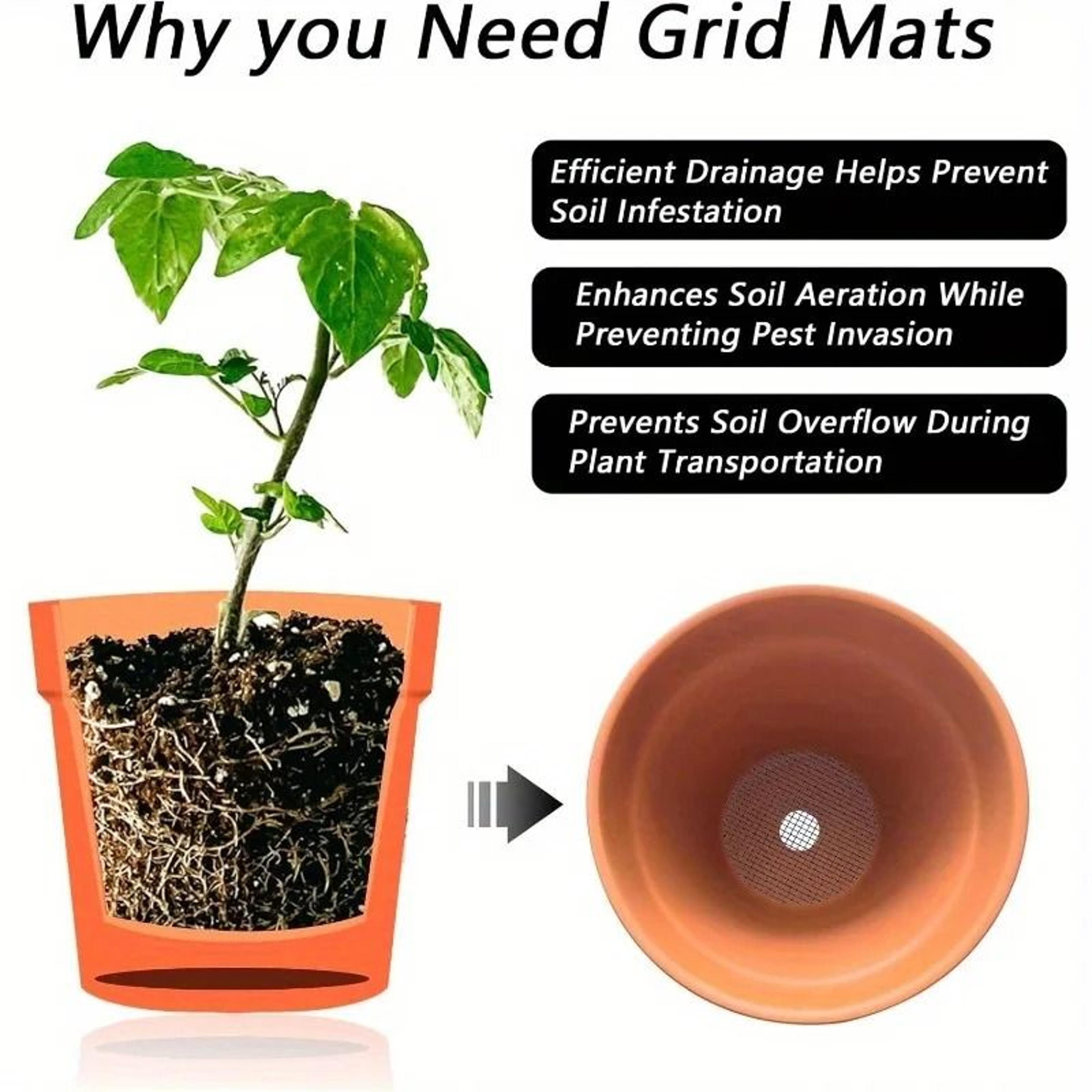 GrowGuard Flower Pot Drainage Mesh Pads Prevent Soil Loss 50 Pack 5