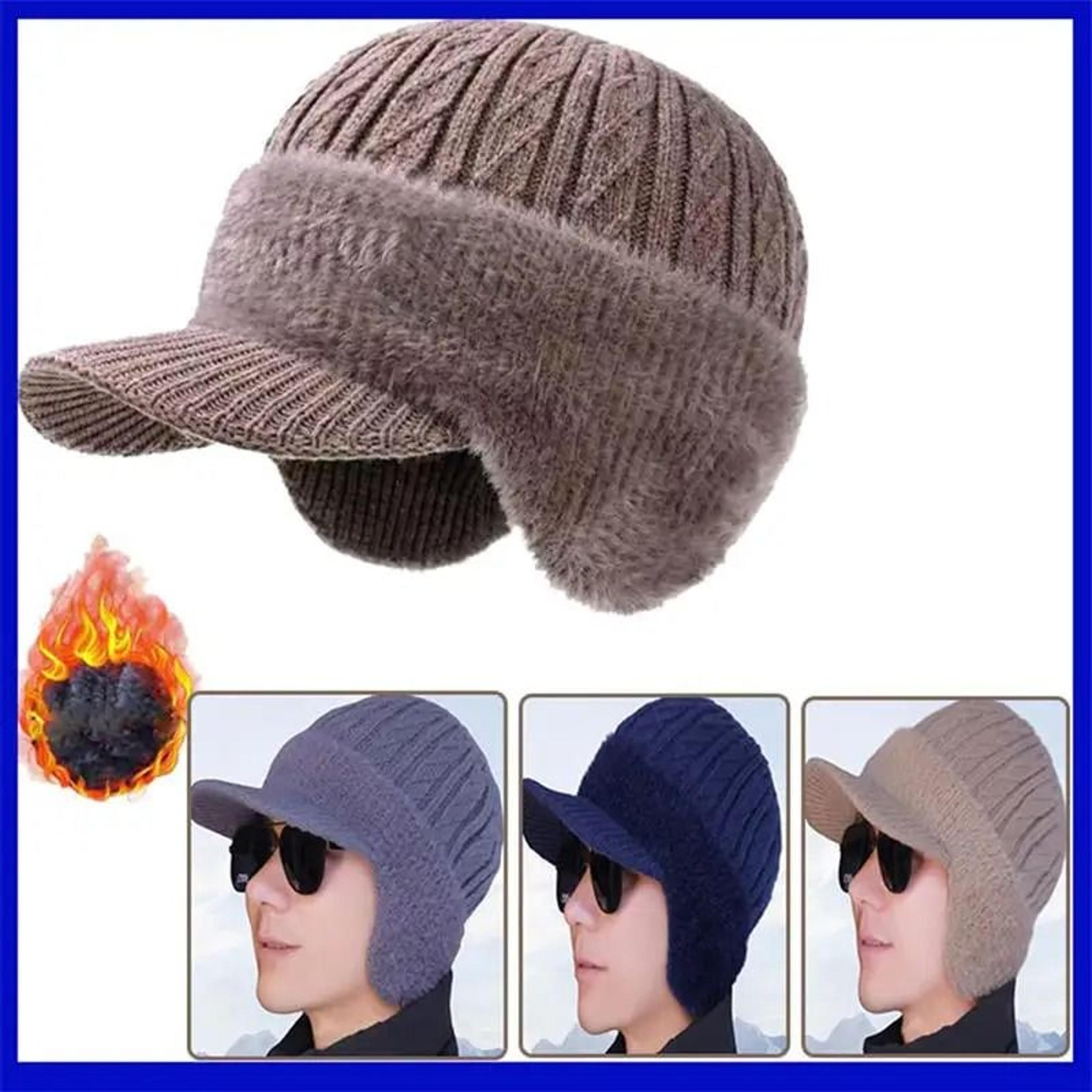 unisex plush fur lined winter earflap beanie hat for outdoor sports
