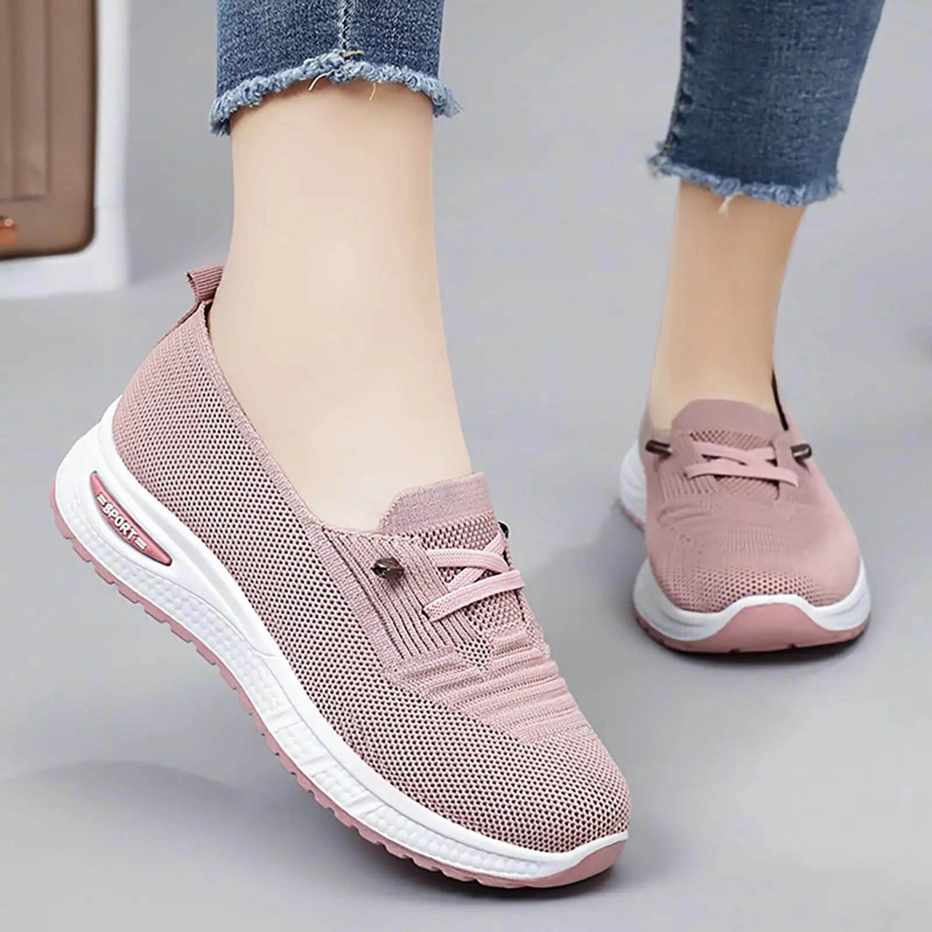 Womens Breathable Mesh Slip On Sneakers Orthopedic Platform Trainers 4
