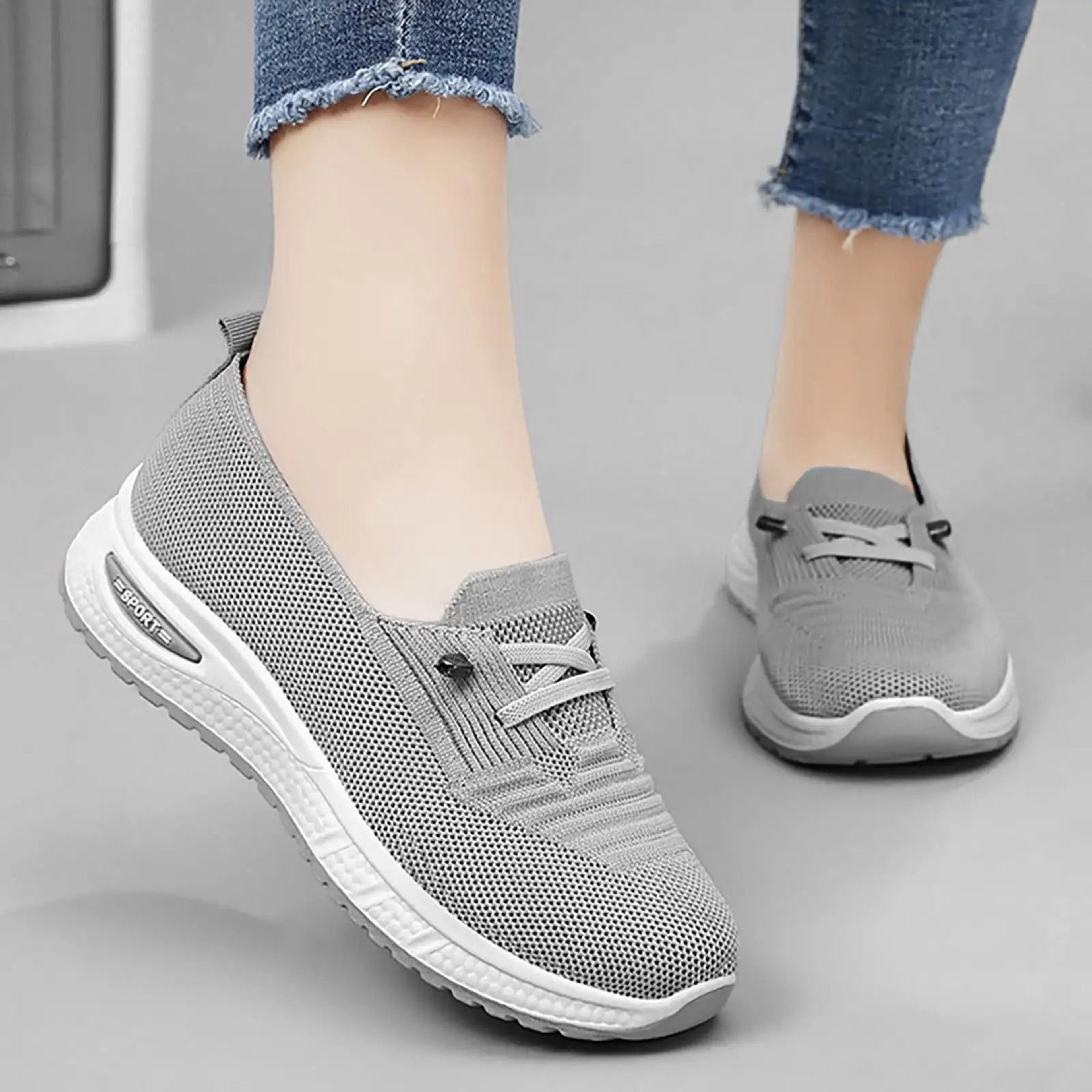 Womens Breathable Mesh Slip On Sneakers Orthopedic Platform Trainers 5