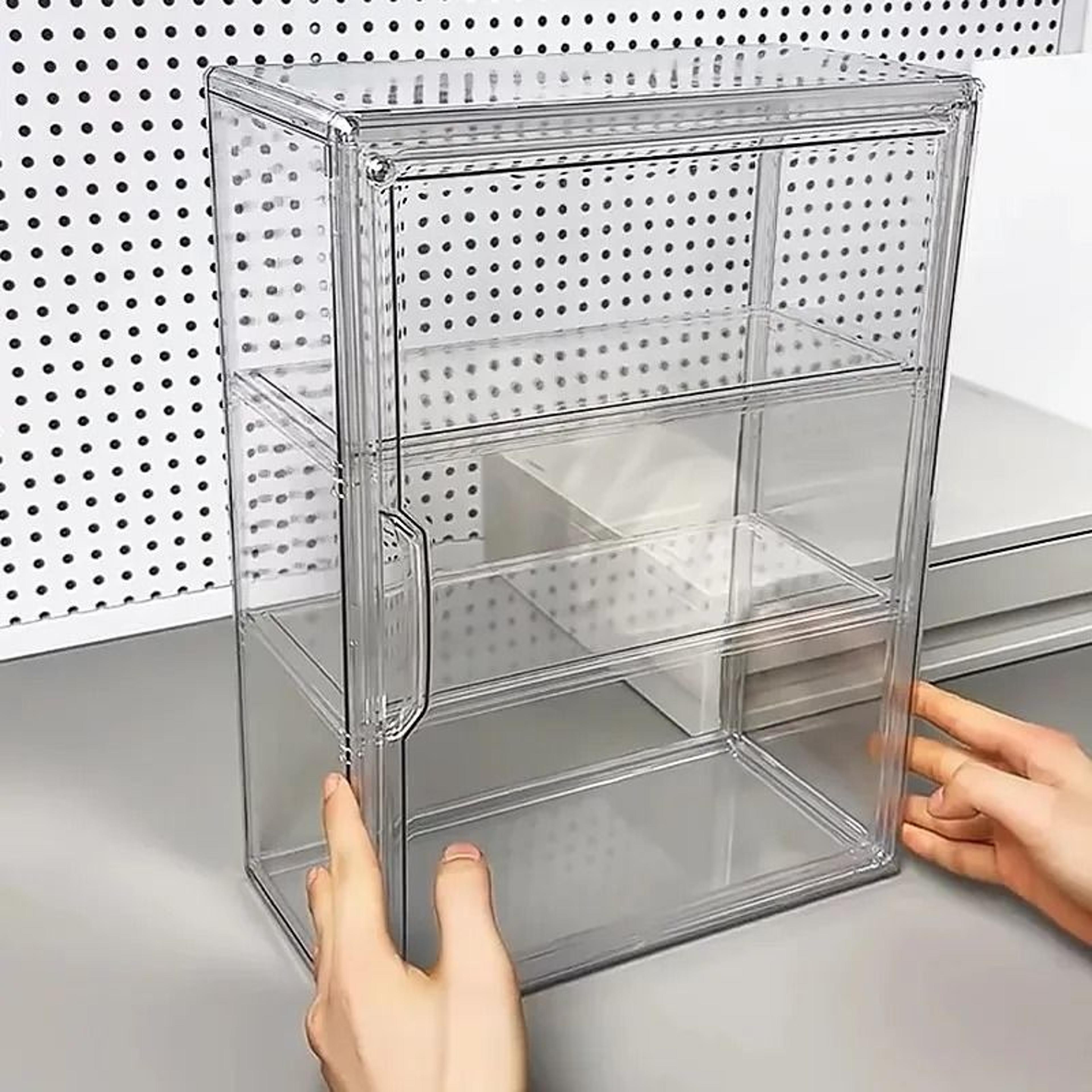 Clear Acrylic Figure Display Cabinet Large Capacity Dustproof Organizer 4