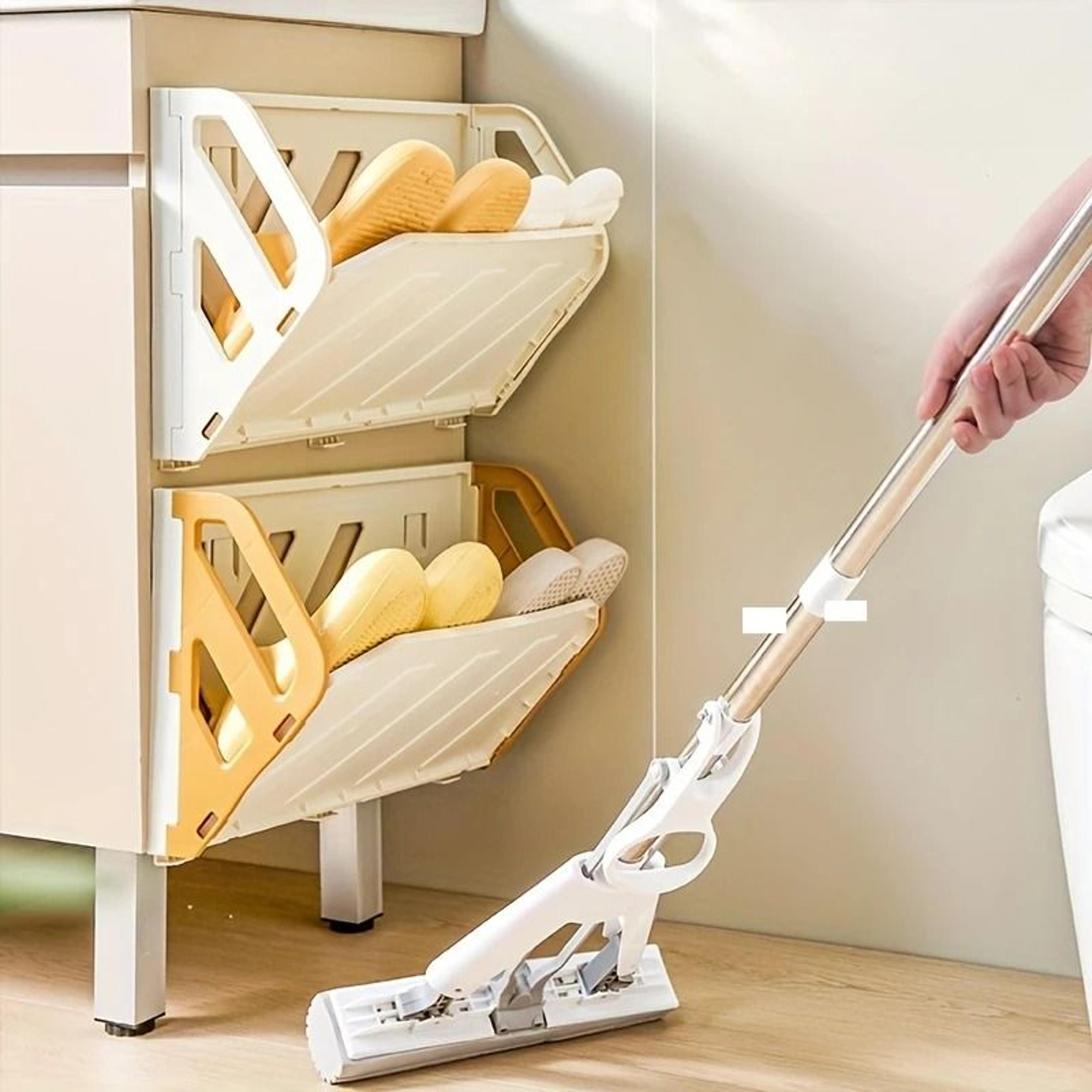 Wall Mounted Foldable Shoe Rack With Hidden Storage Shelf 6