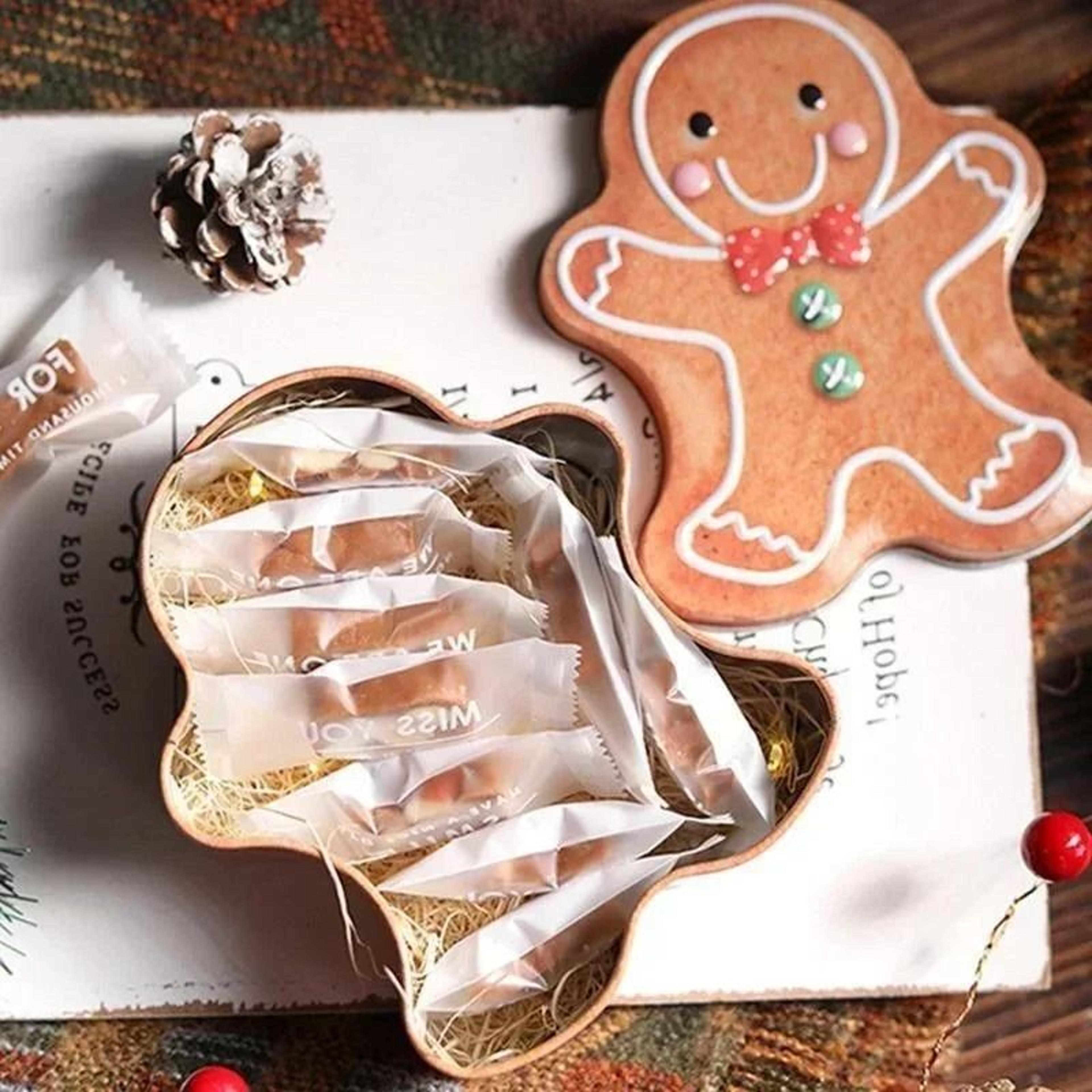 gingerbread man christmas candy storage tin gift box