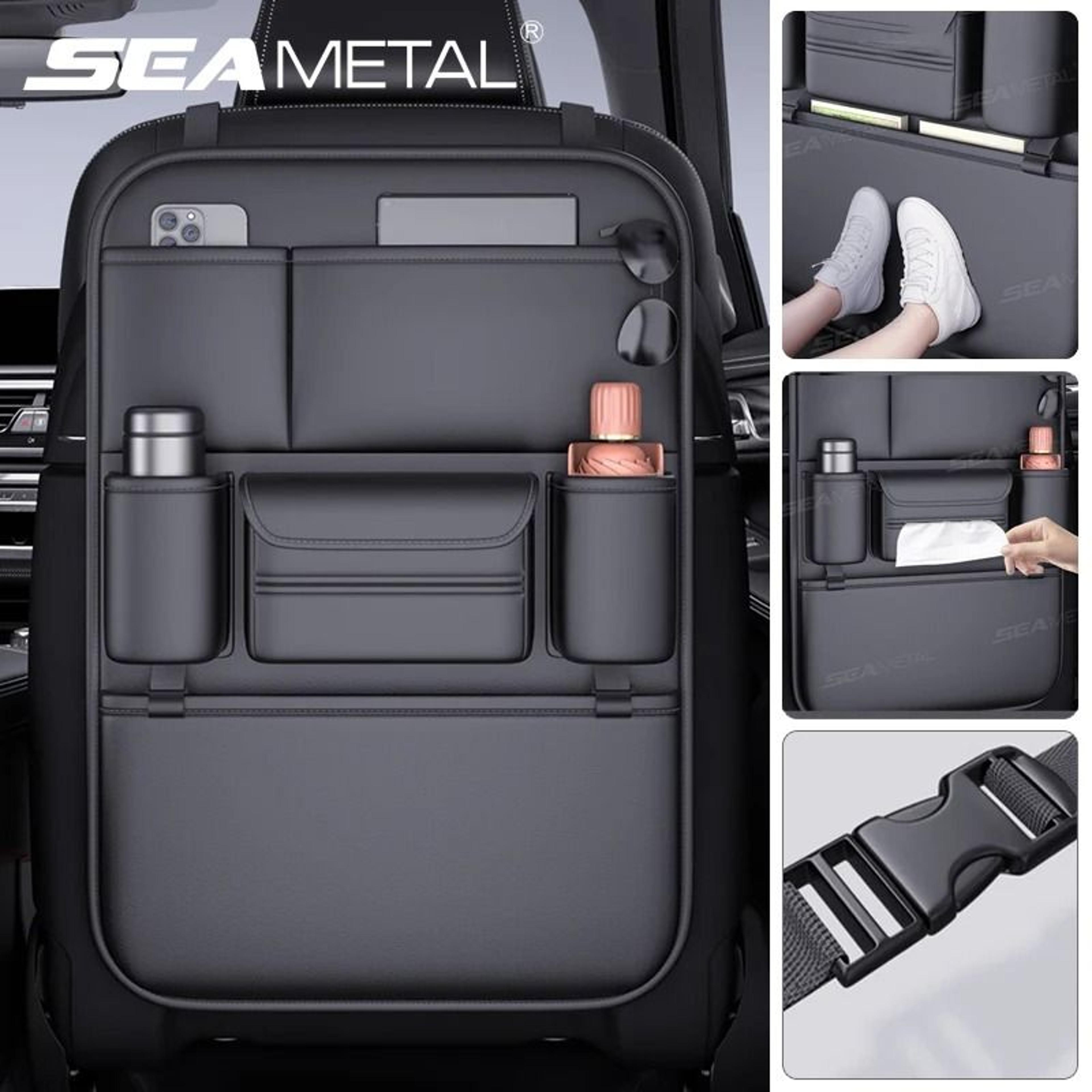 seametal 6 pocket car seat back organizer with cup holder
