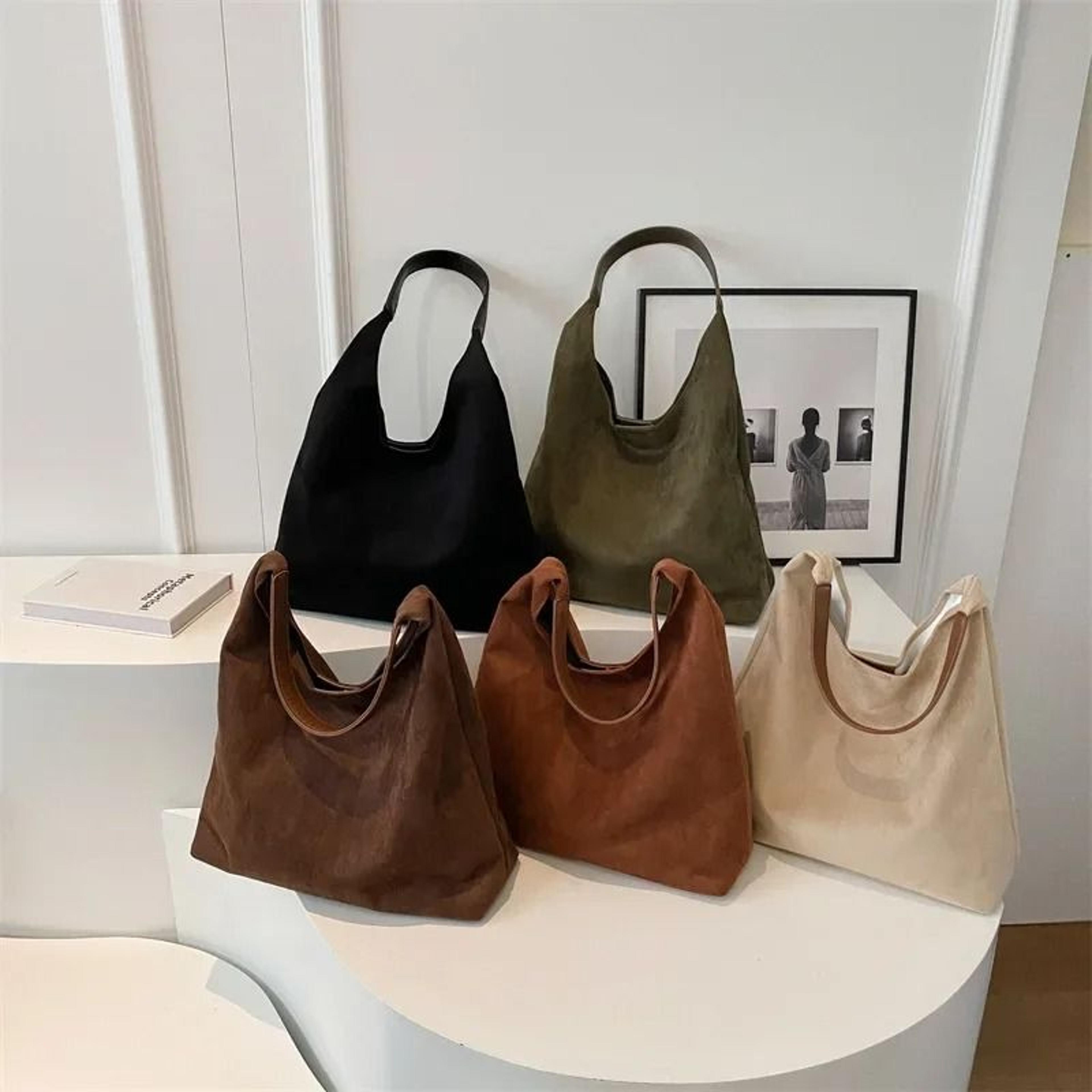 vintage suede shoulder bag large capacity casual commuter handbag for women