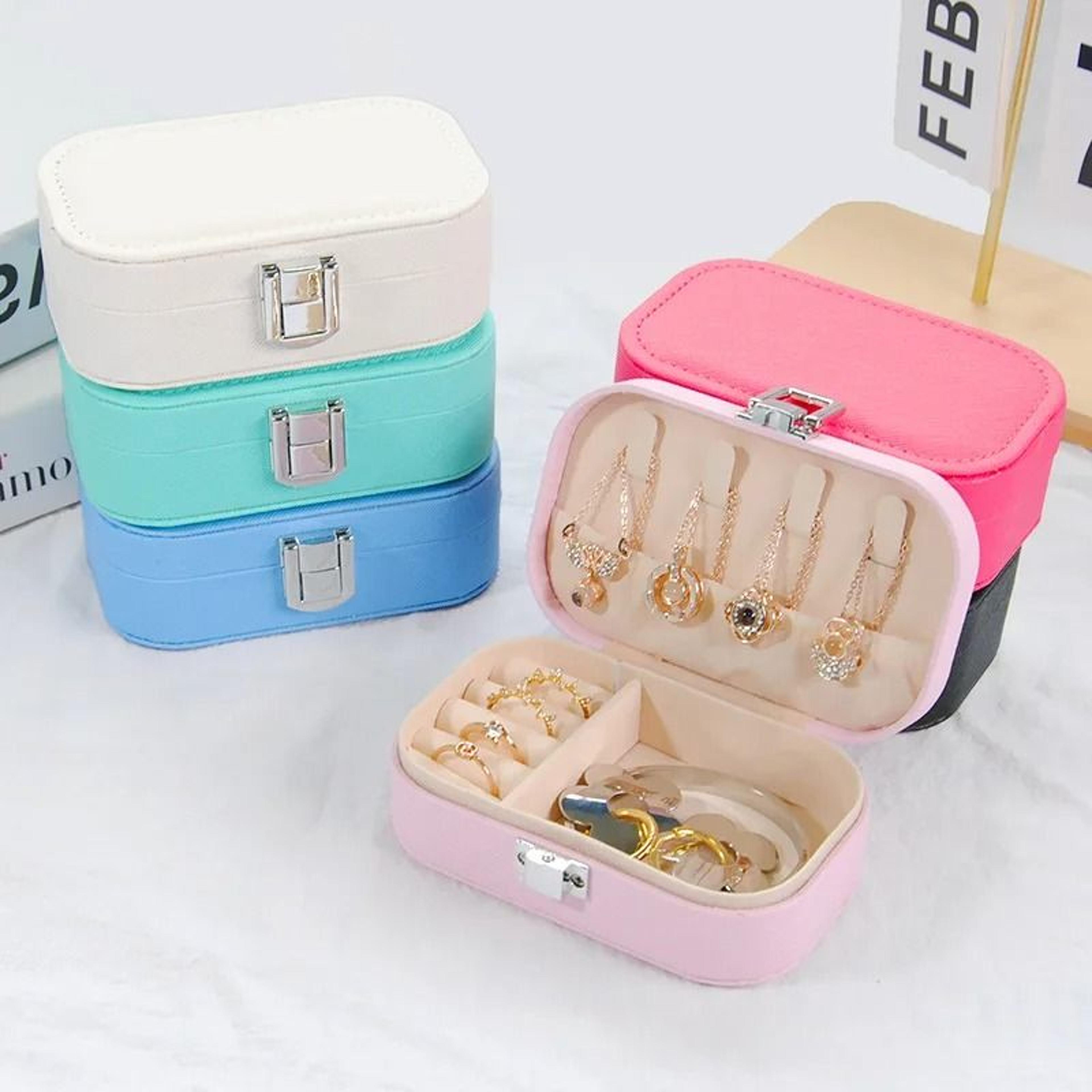 portable snap button jewelry storage box for earrings necklace and rings
