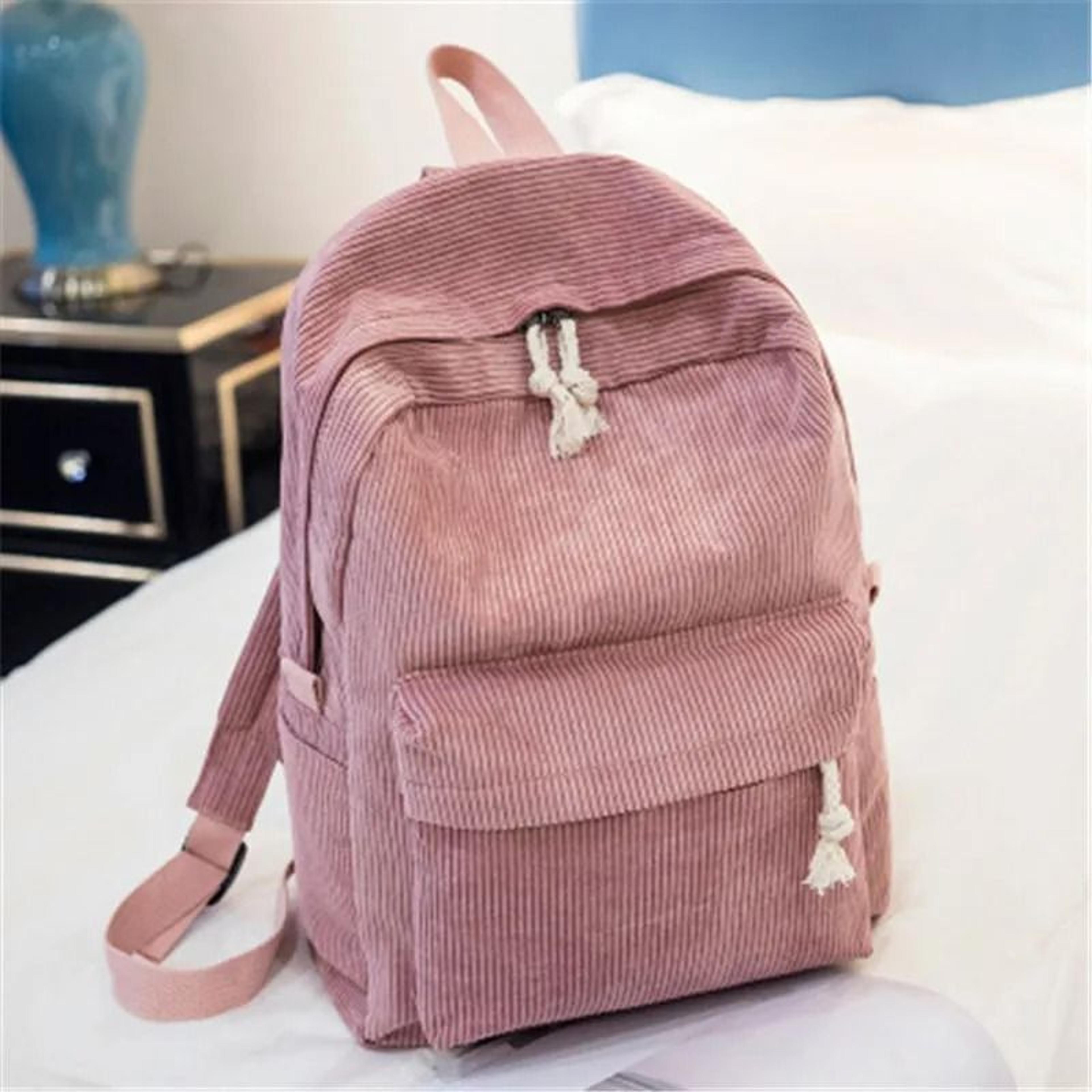 Corduroy School Backpack Anti Theft Casual Campus Bag For Teens 9