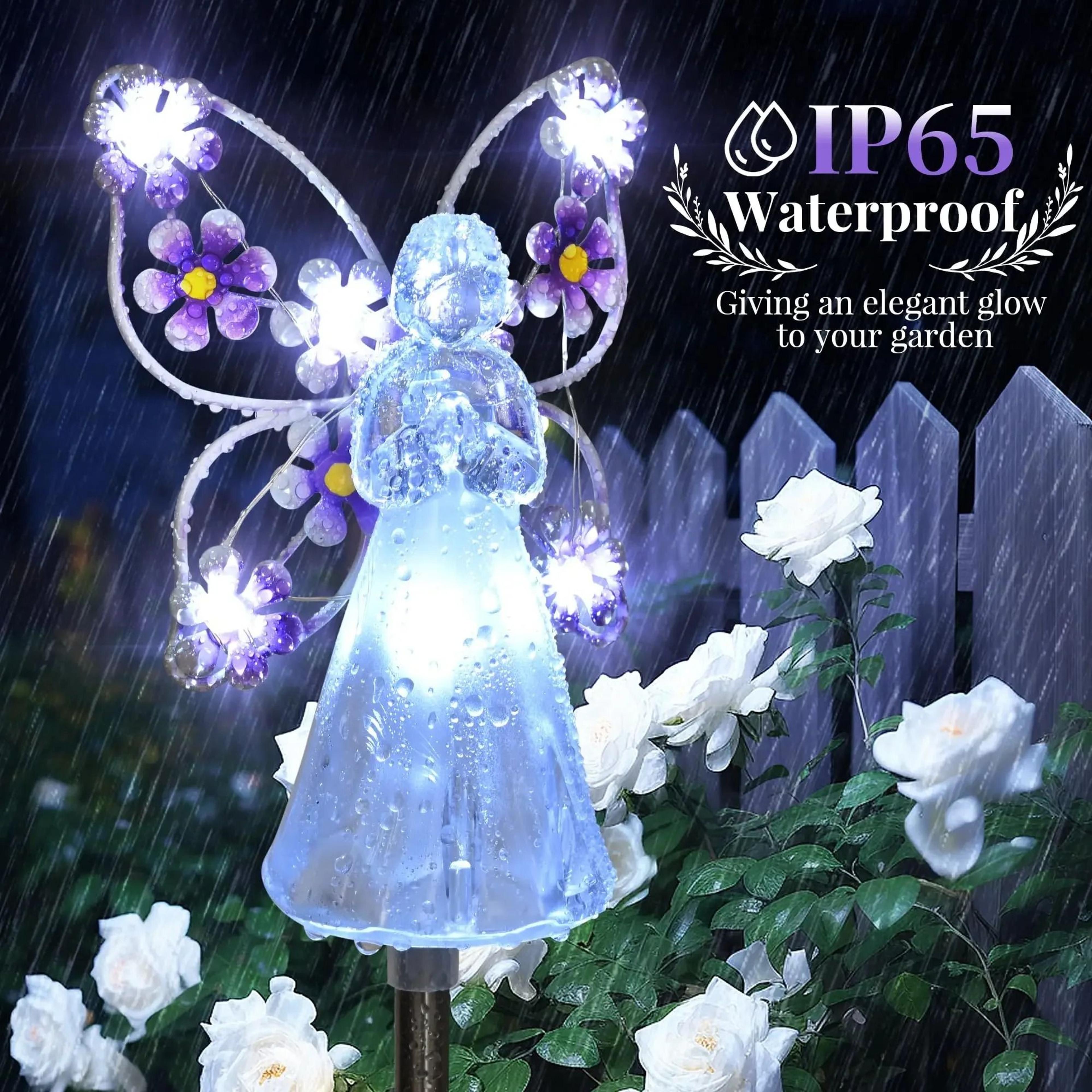 heavenglow solar angel garden light waterproof memorial pathway decor