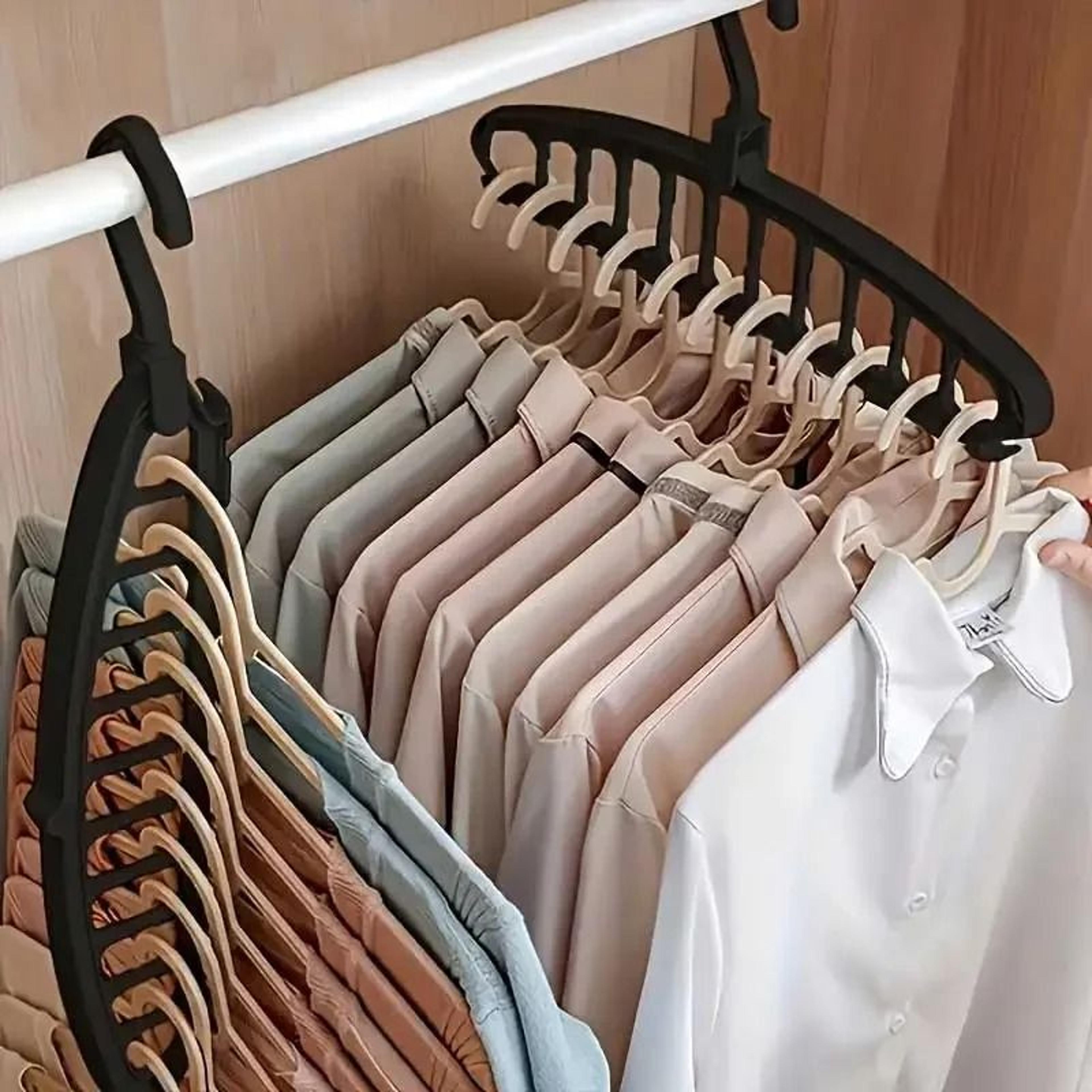 folding multi hole space saving clothes hanger organizer for pants and wardrobe storage
