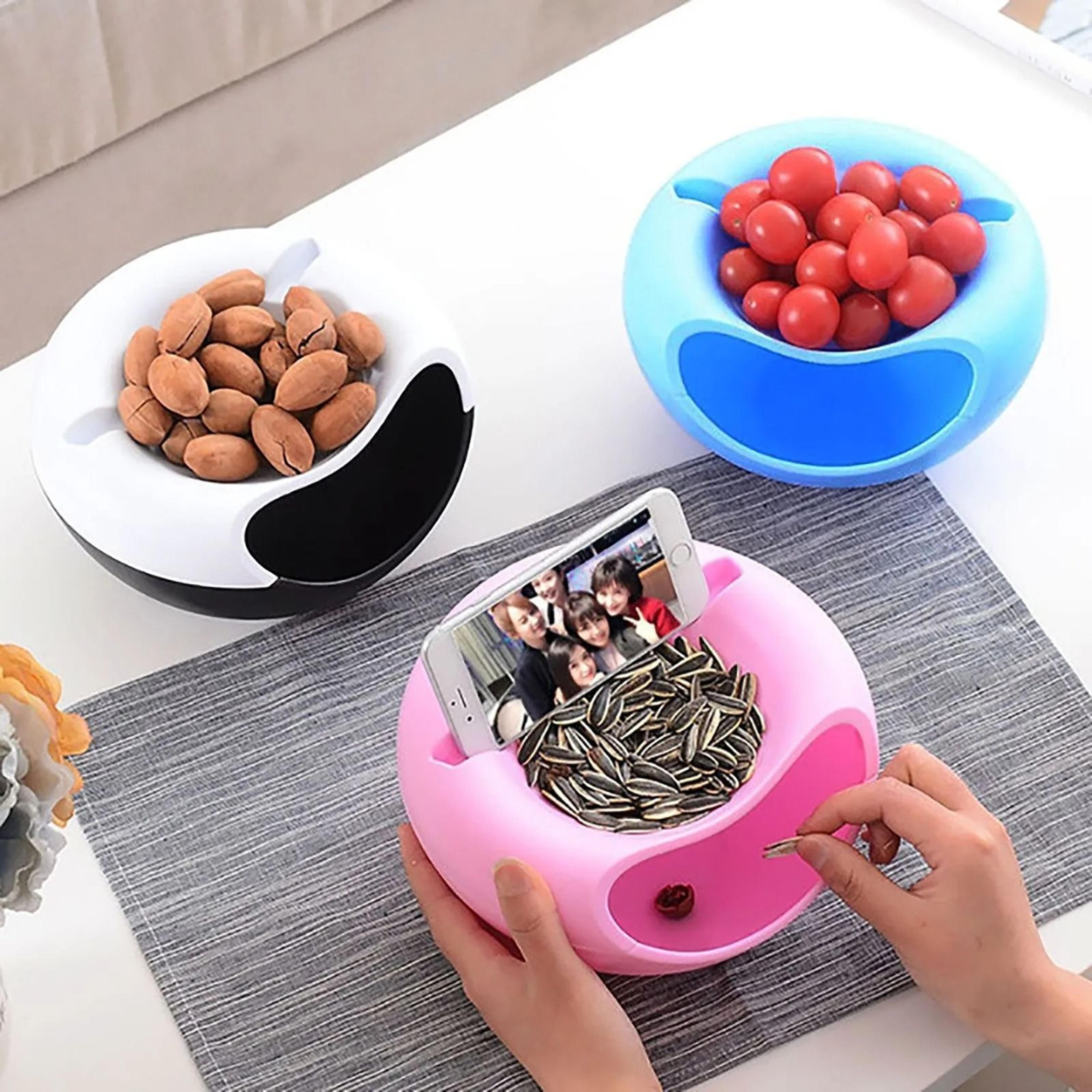 double layer snack bowl with shell storage creative nut snack container for seeds dry fruits and snacks
