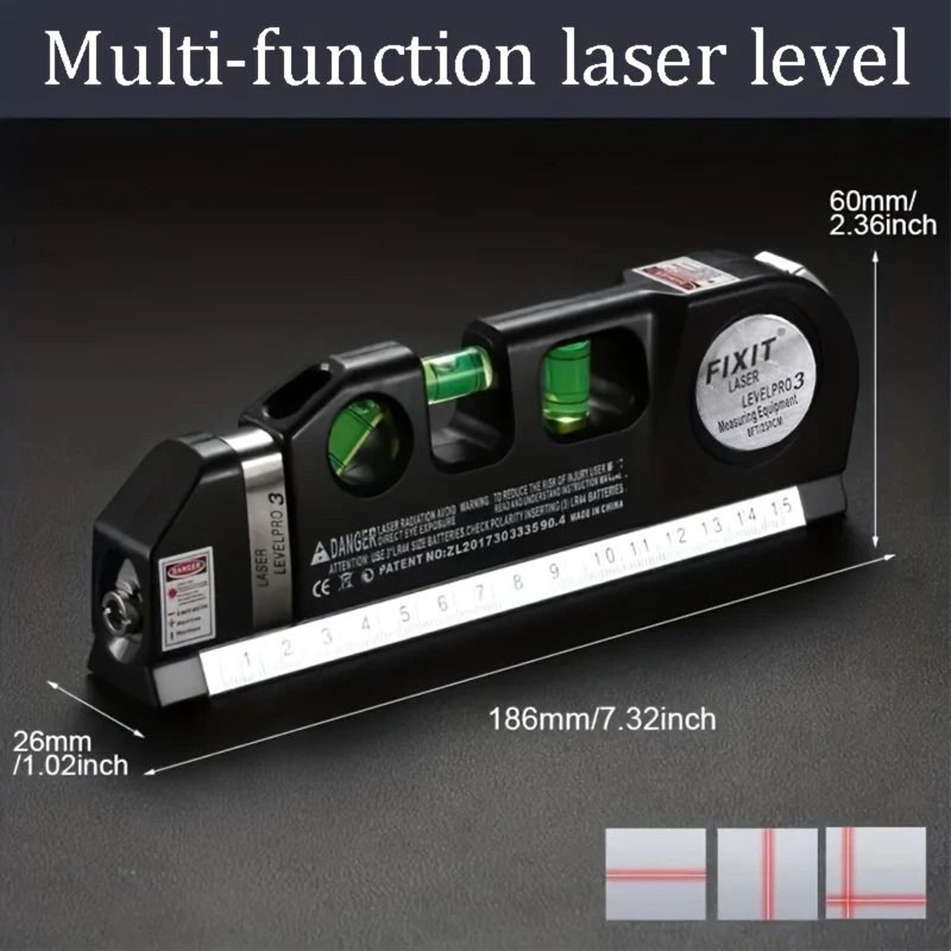 HOMEFISH Laser Level Line Tool Kit Multipurpose Cross Line Laser Level With Built In 8ft Measuring  7