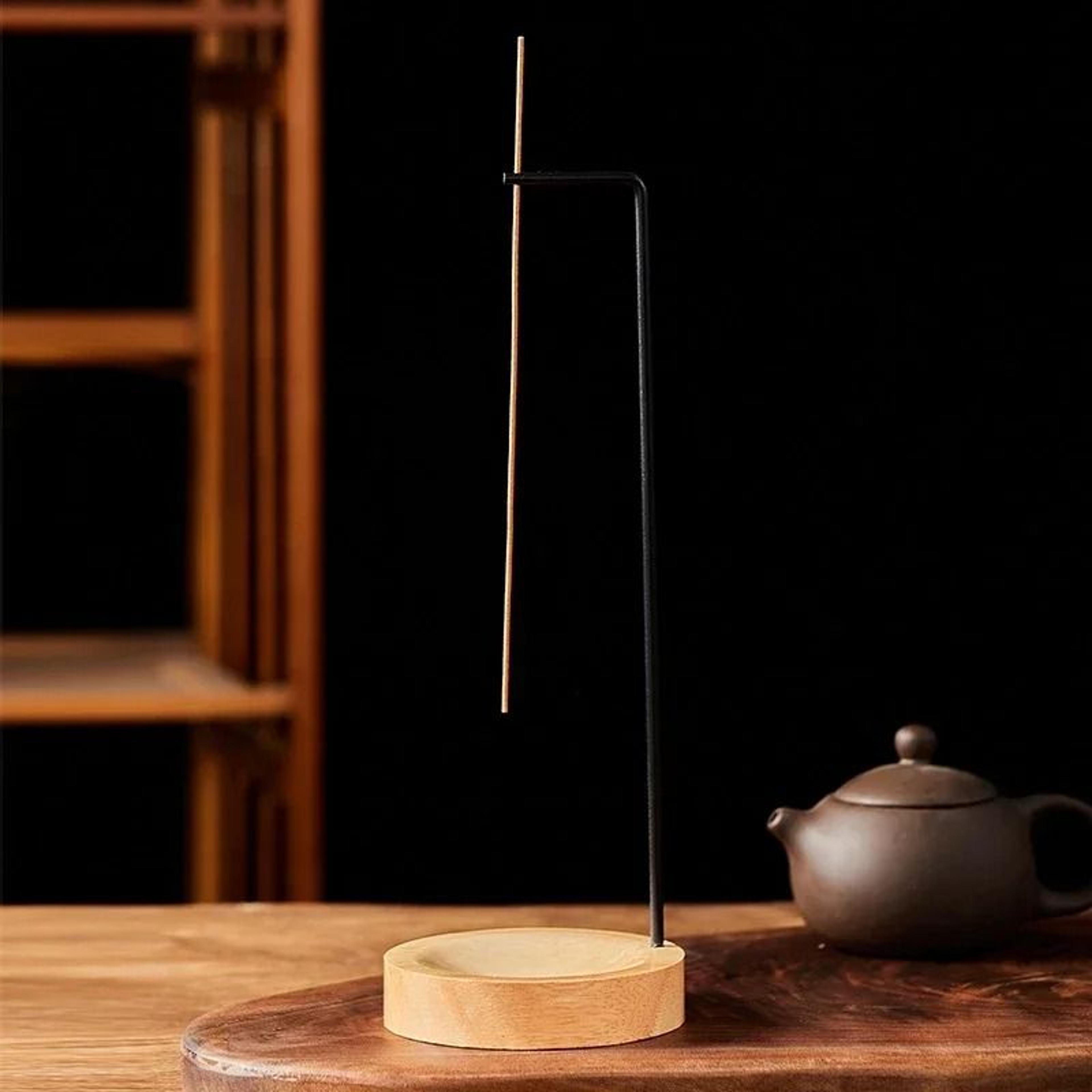 ZenFlow Upside Down Incense Burner Wooden Hanging Incense Stick Holder Round Incense Tray For Home  3