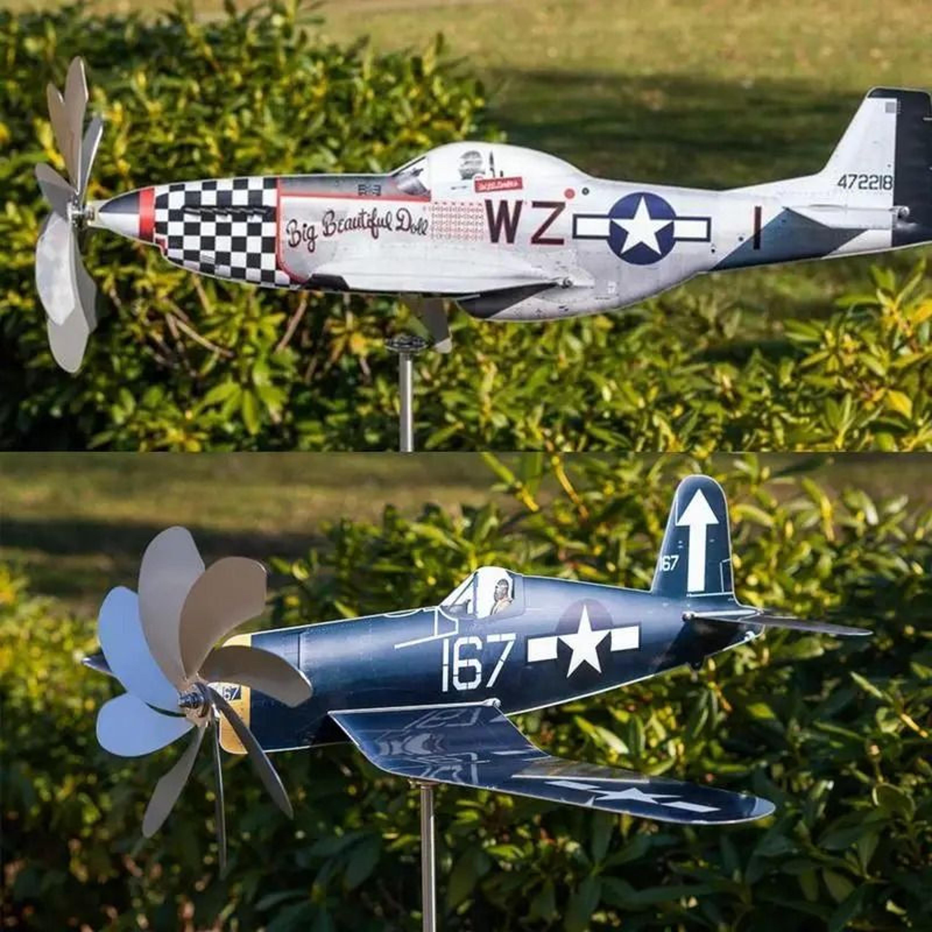 airplane metal garden wind spinner outdoor stainless steel wind sculpture