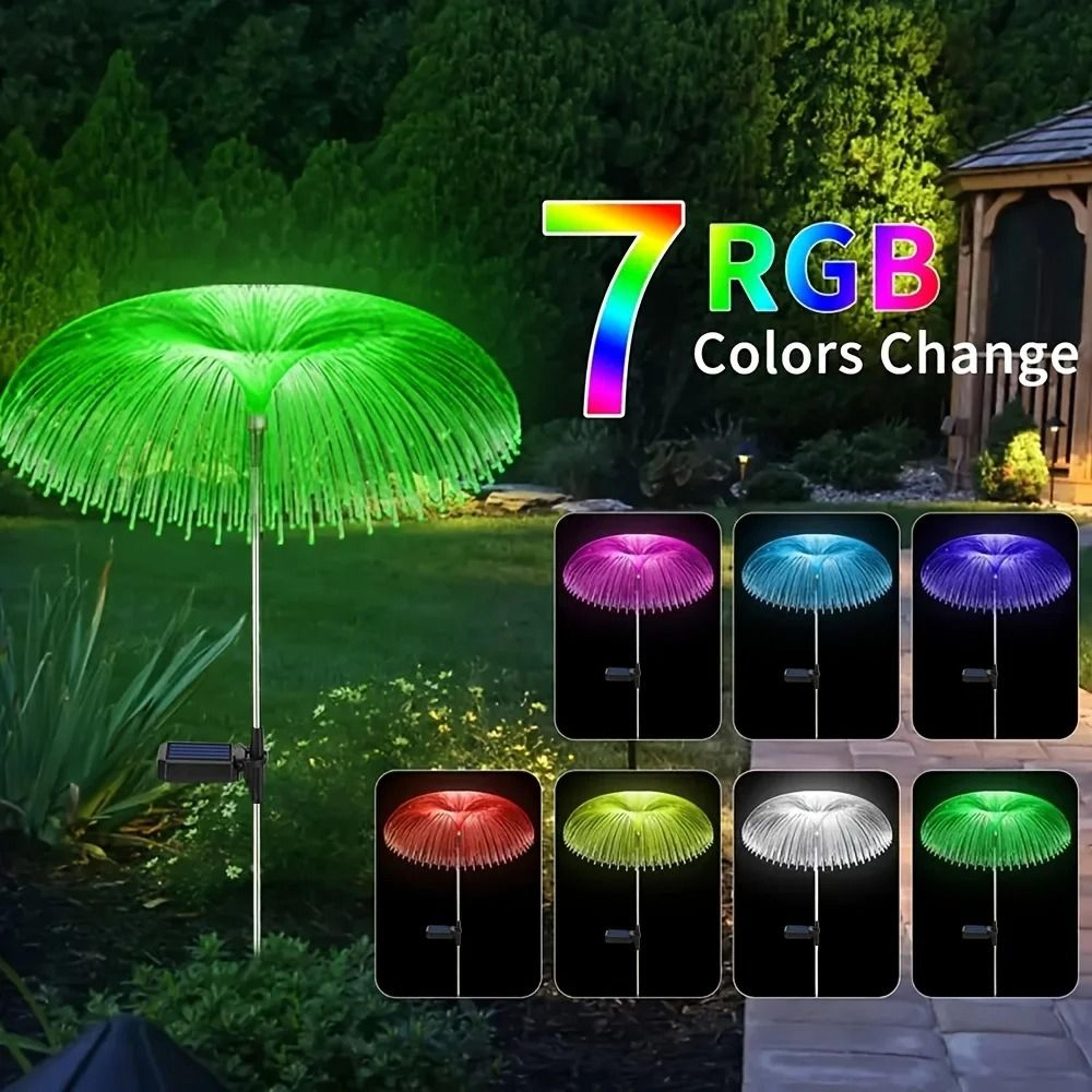 7 color solar jellyfish garden lights outdoor color changing pathway lamp