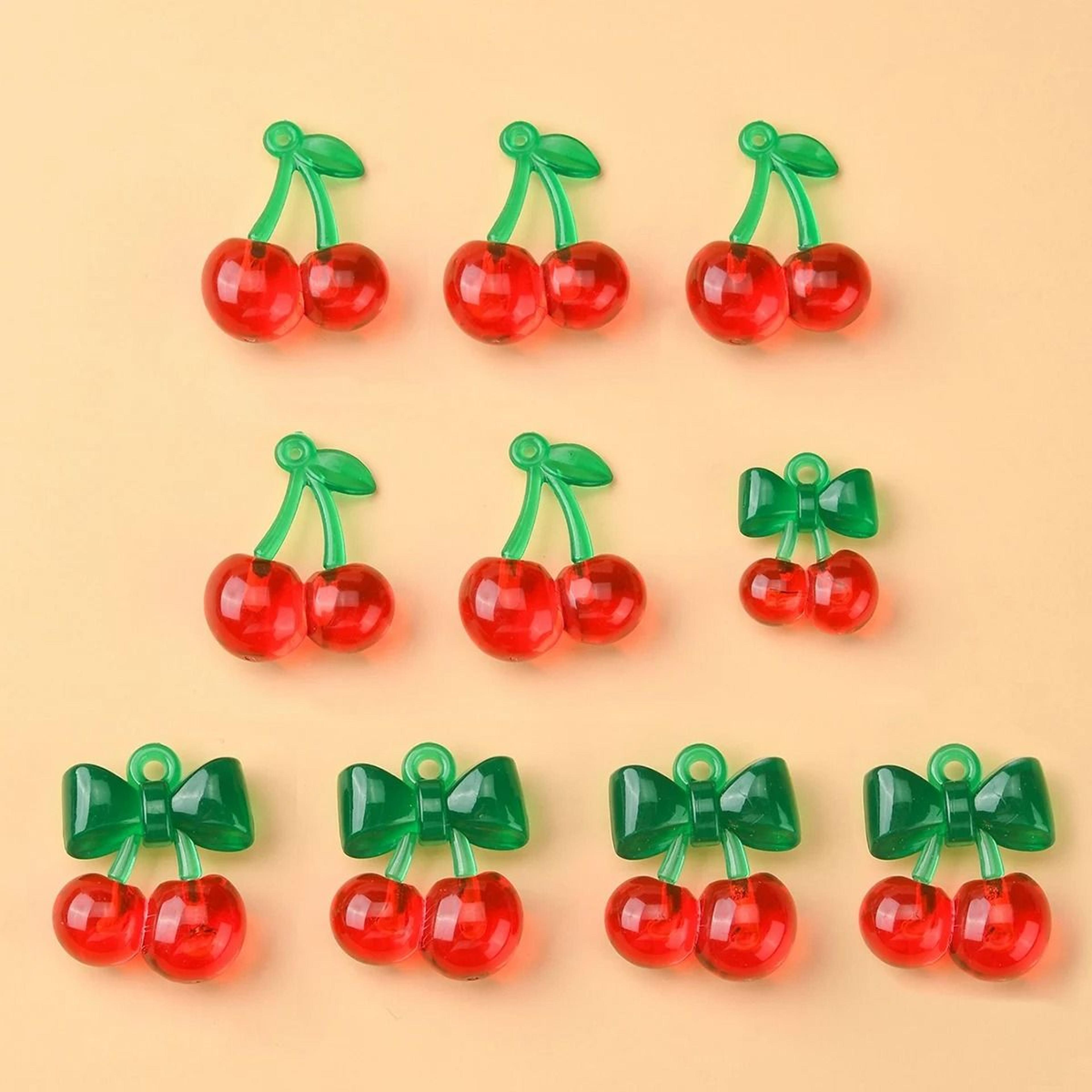 10 piece cherry pendant charms acrylic diy jewelry making charms
