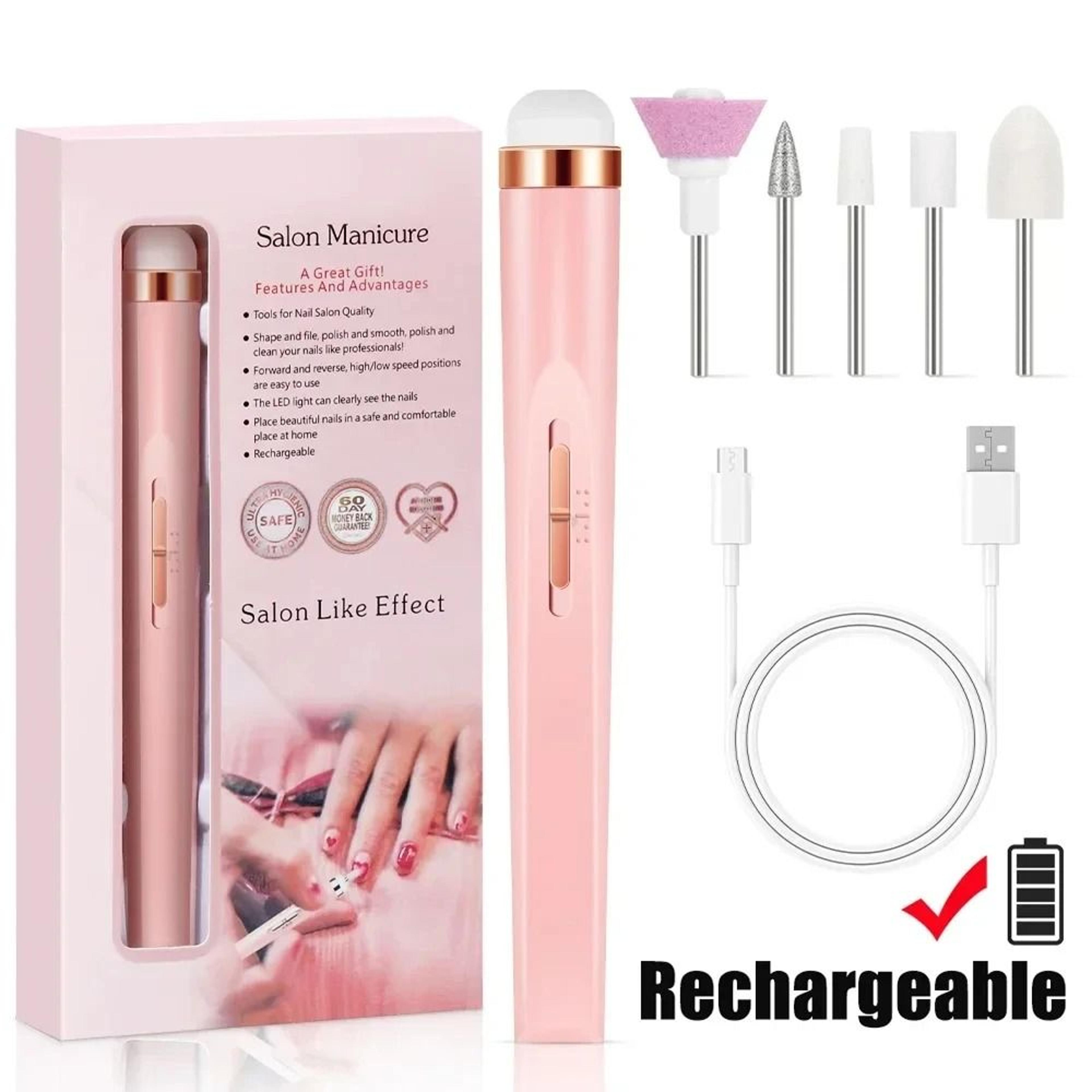 NailPro Electric Nail Drill Kit Cordless 5 In 1 Portable Manicure Tool 7