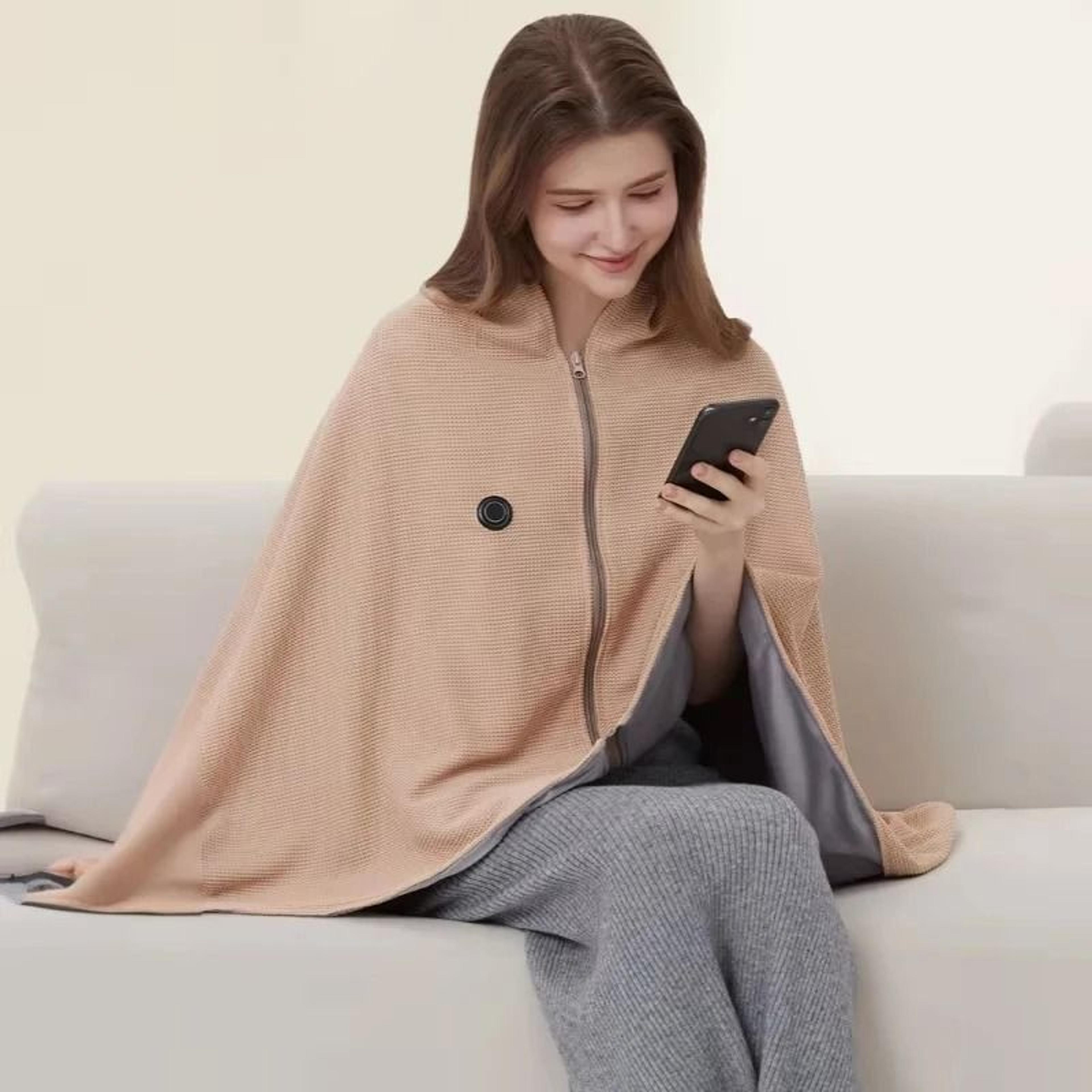 portable usb electric blanket fast-heating washable warm shawl for home office & camping