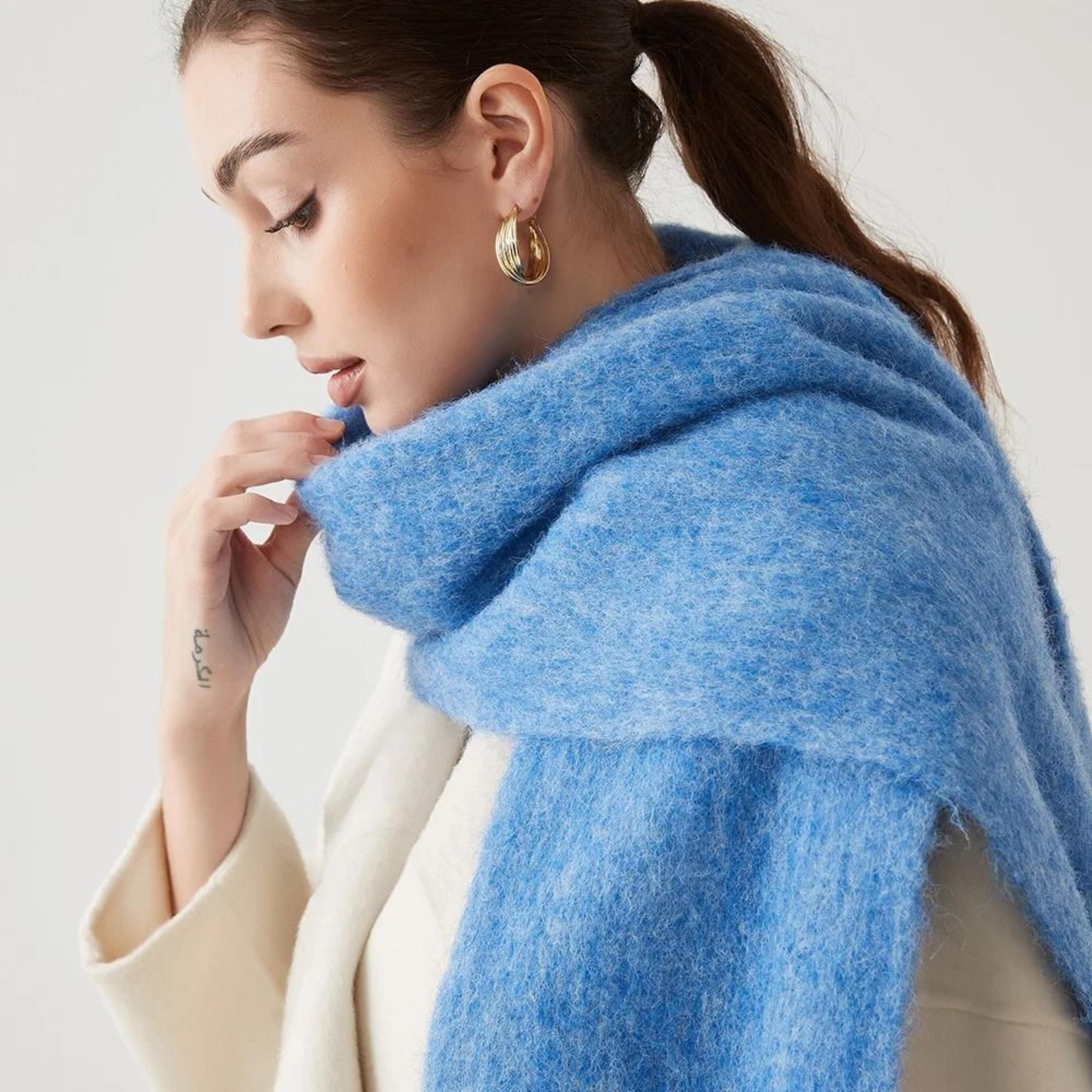 Unisex Wool Blend Winter Scarf Thick Thermal Muffler Shawl Soft Solid Color Cold Weather Wrap 8