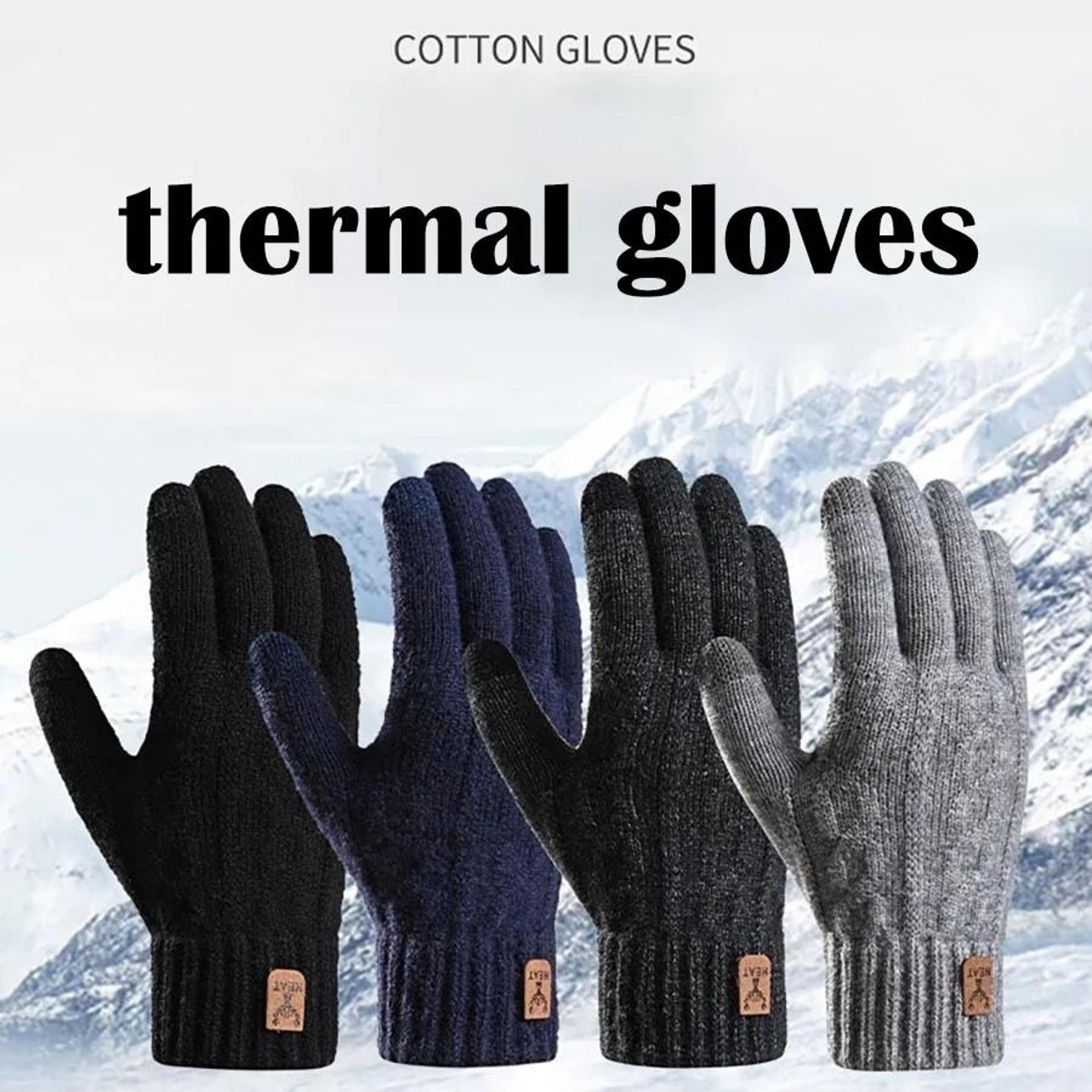 Mens Touch Screen Winter Gloves Warm Knitted Wool Gloves Thick Velvet Lined Cold Weather Gloves 9