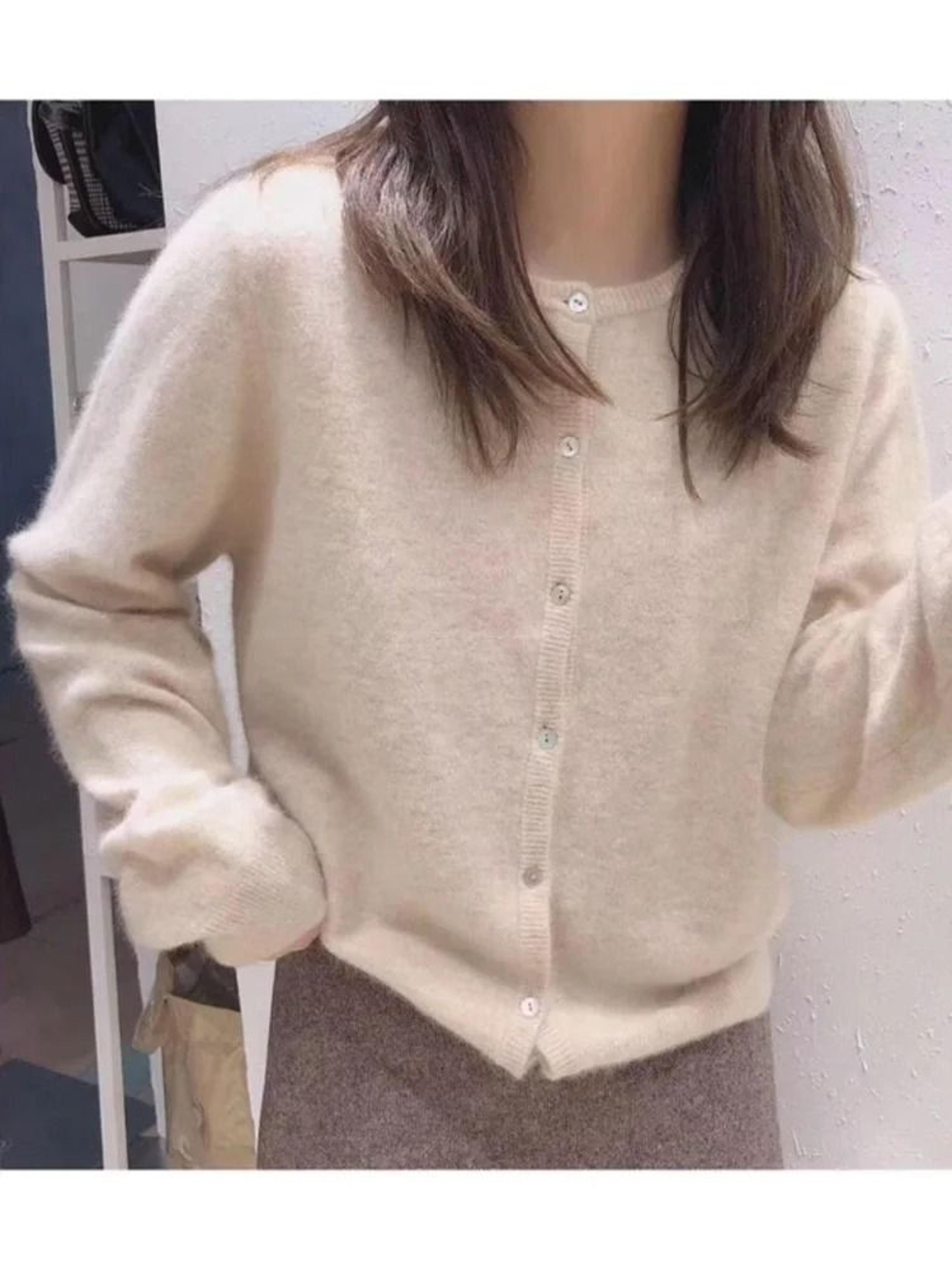 Elegant Womens Knit Button Cardigan Casual Loose Long Sleeve Winter Sweater 12