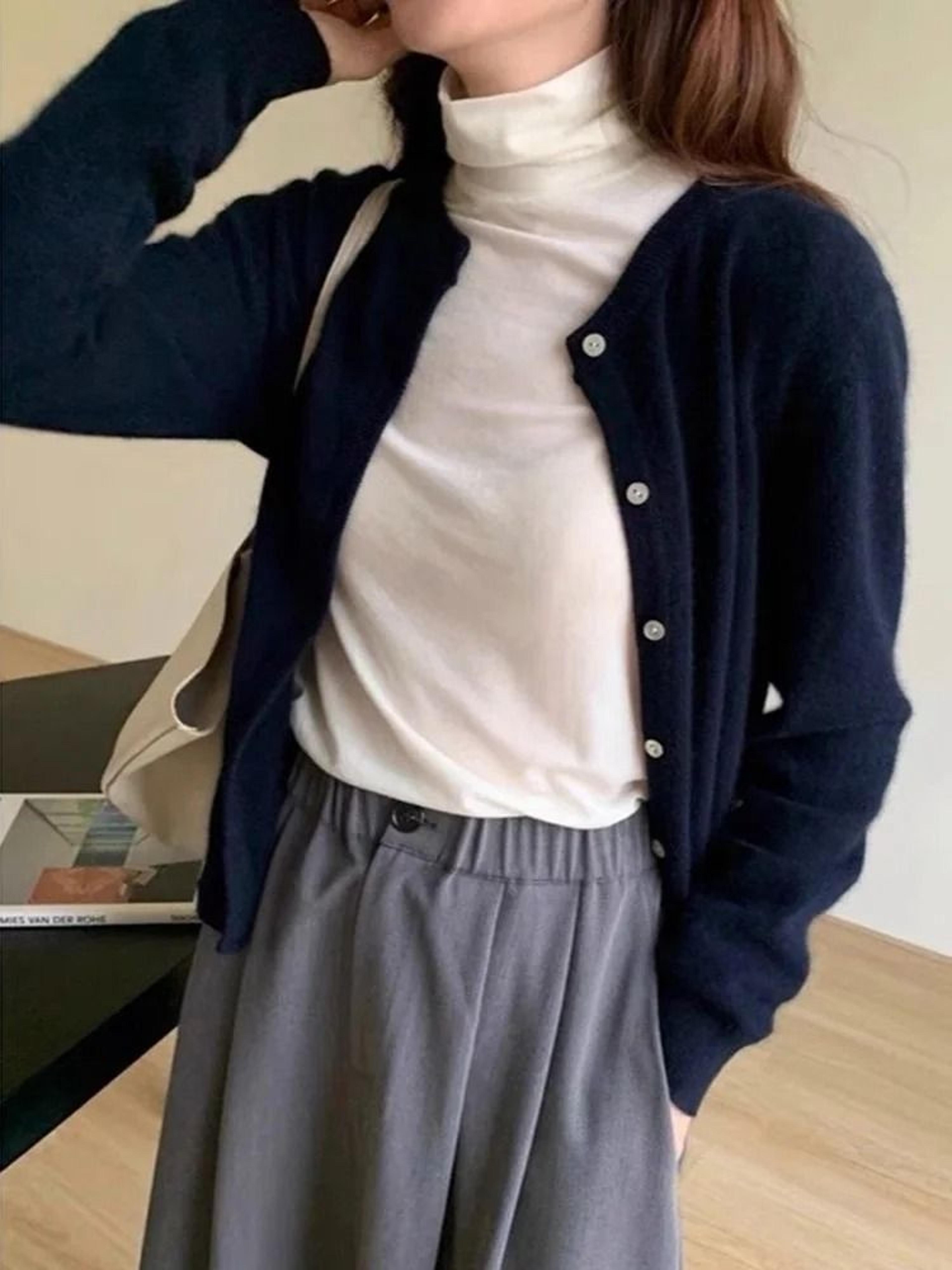 Elegant Womens Knit Button Cardigan Casual Loose Long Sleeve Winter Sweater 4