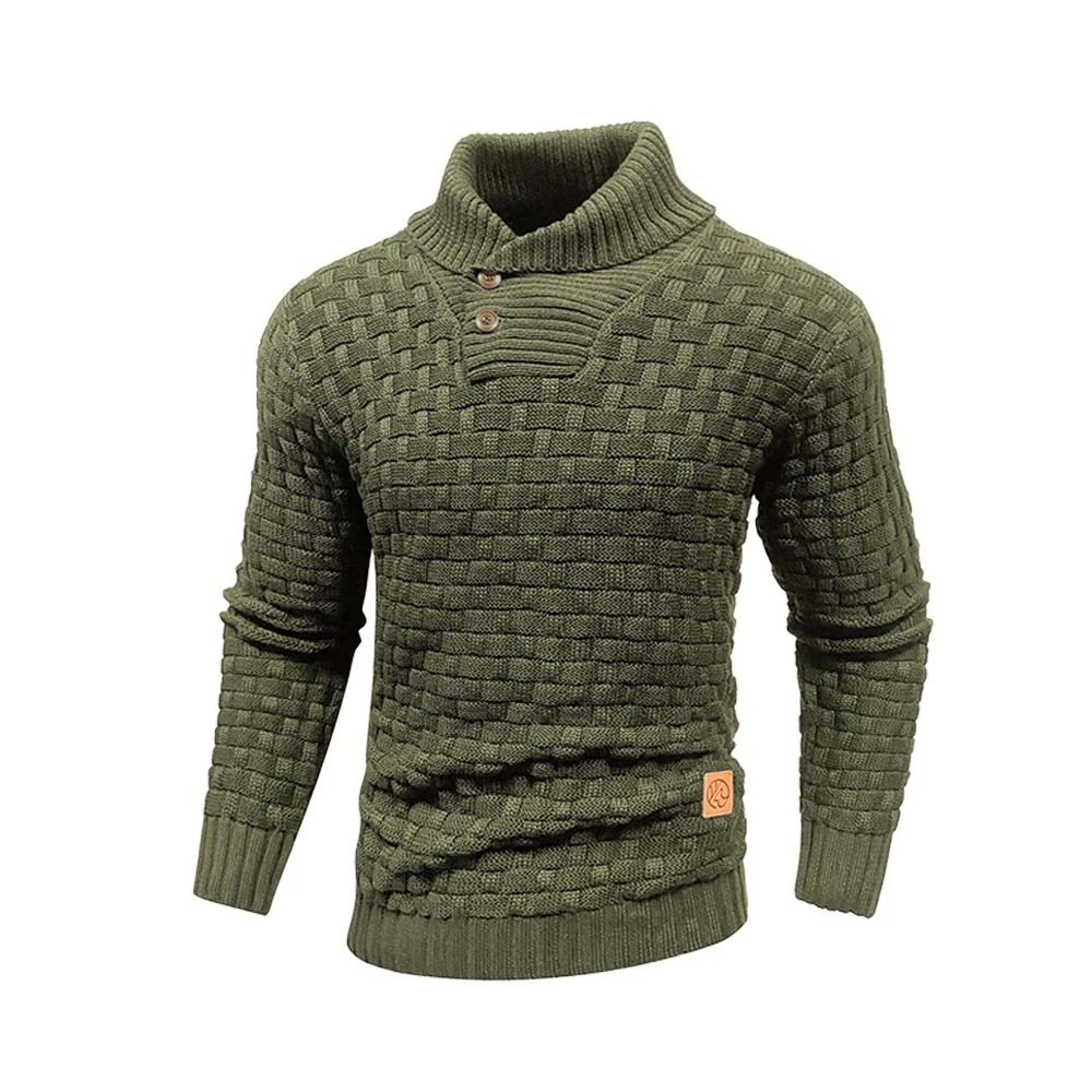 Mens Casual Knit Sweater Crew Neck Warm Ribbed Pullover 3