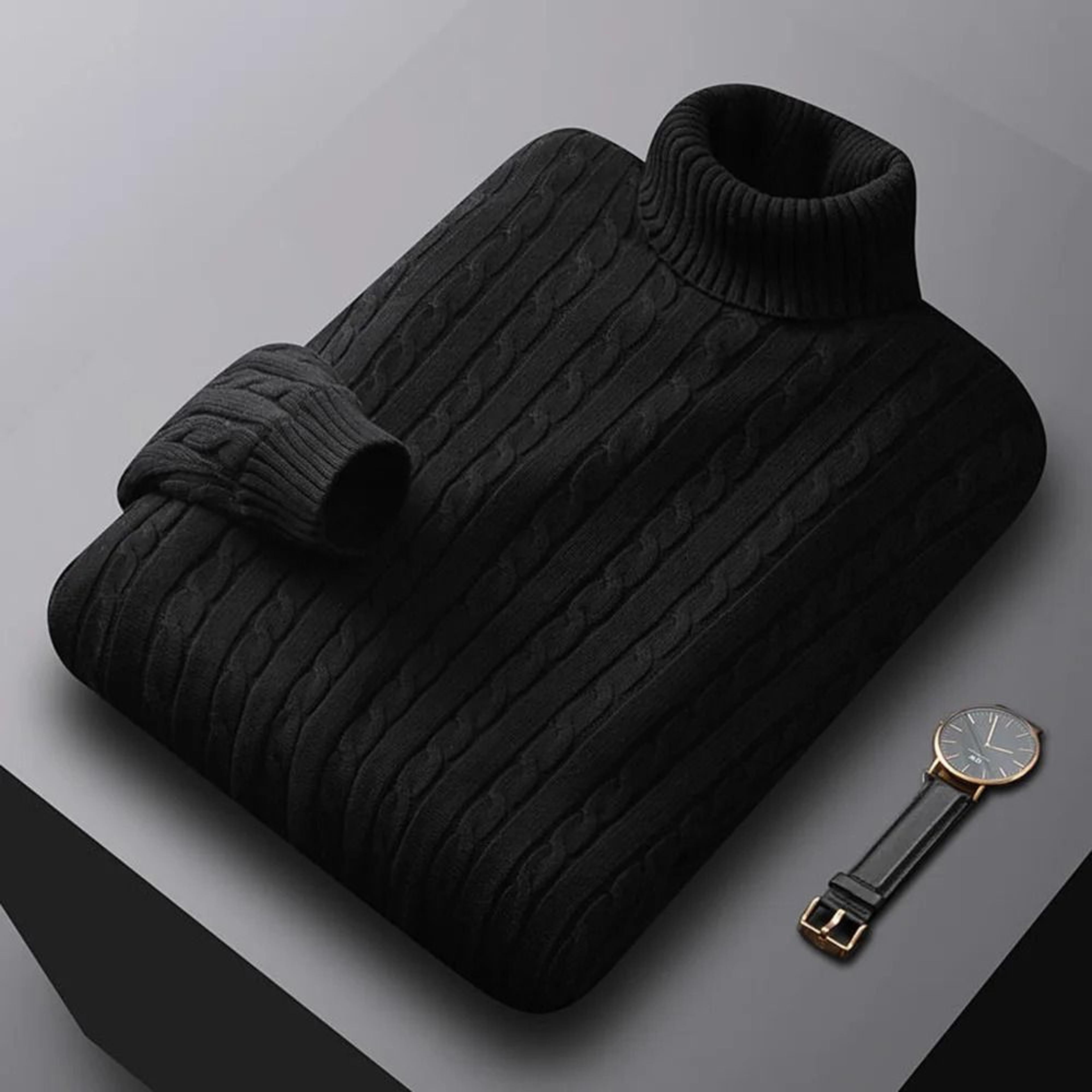 Mens Turtleneck Knit Sweater Warm High Neck Casual Pullover 2