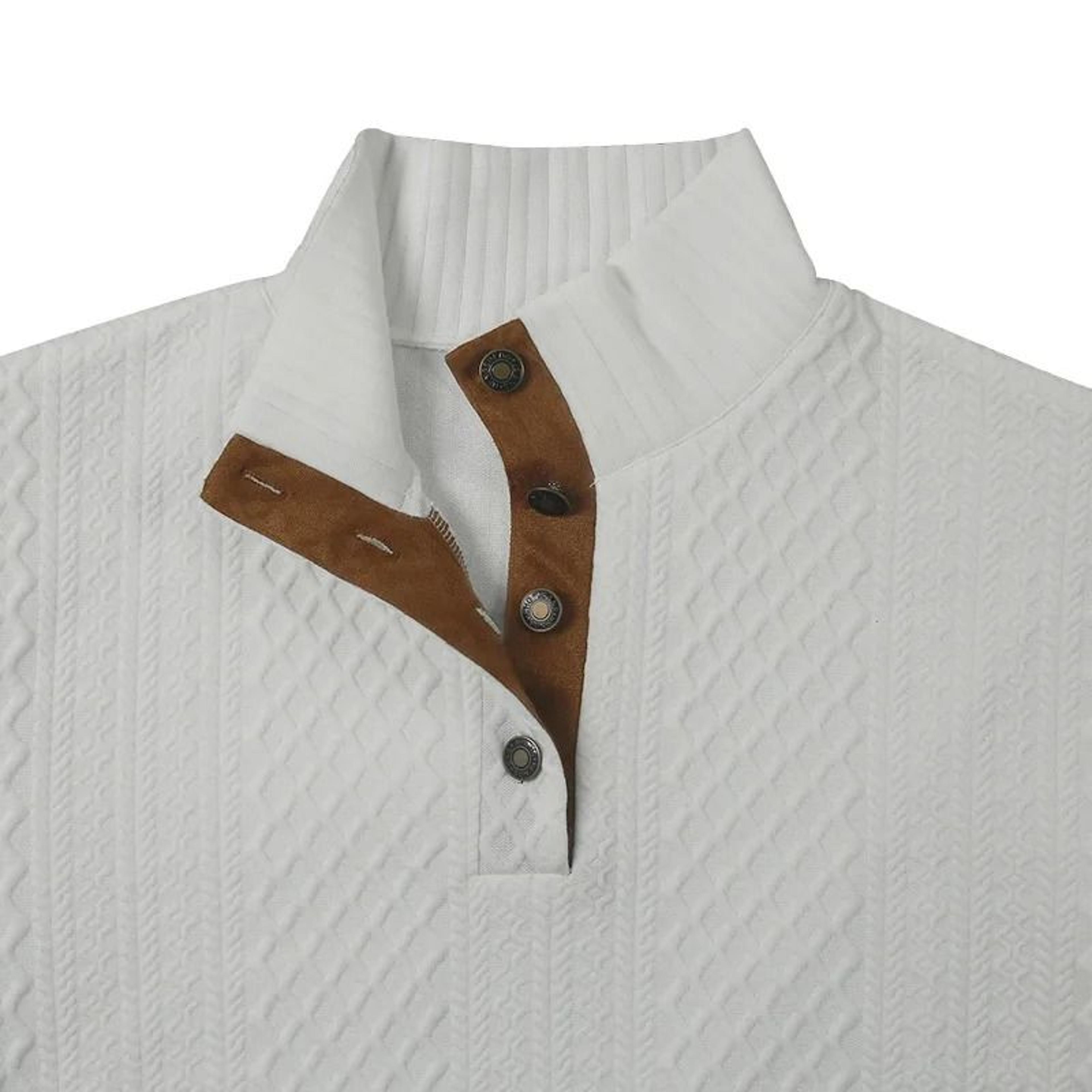 Mens Stand Collar Jacquard Knit Sweater Casual Long Sleeve Pullover 6