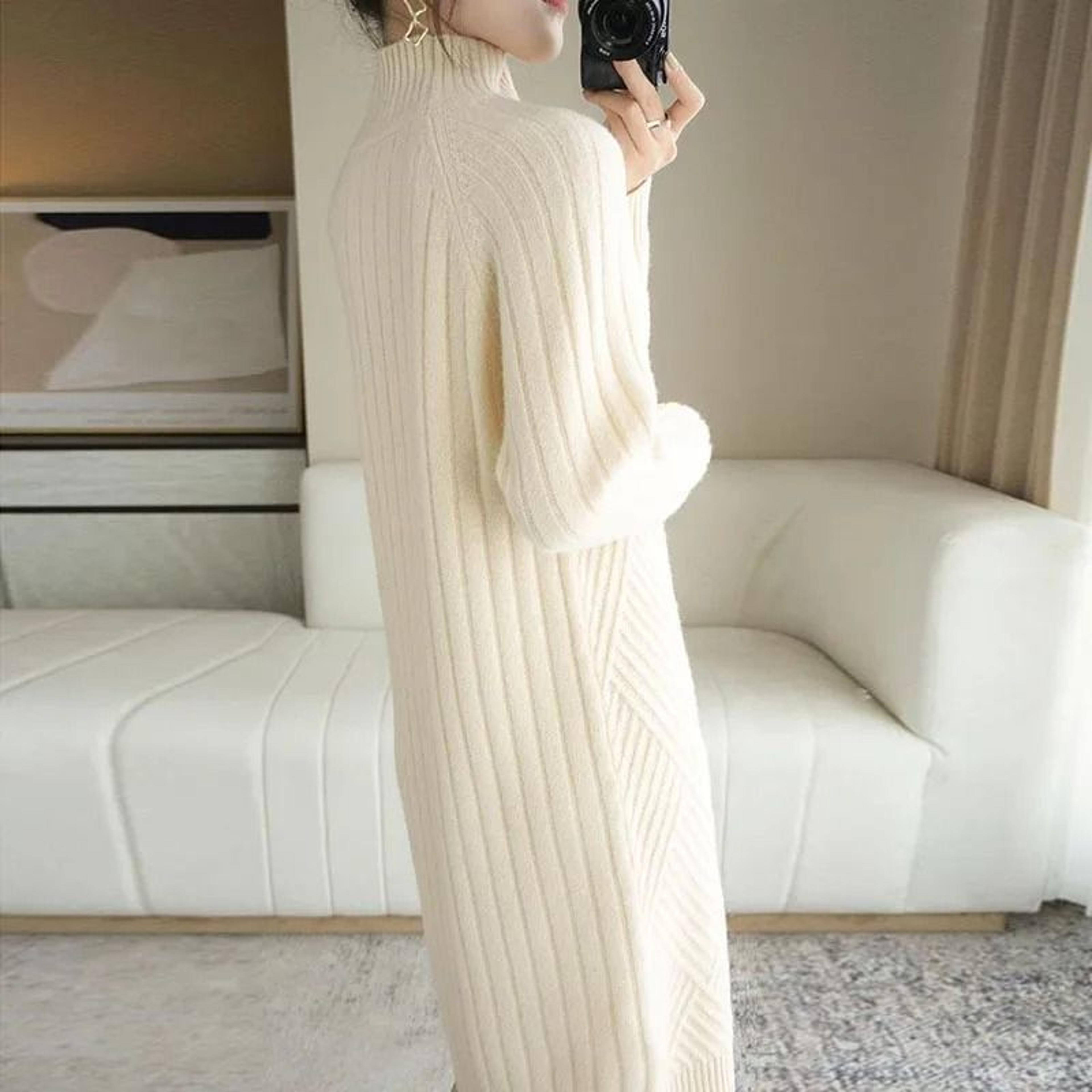 Womens Turtleneck Knit Sweater Dress Long Sleeve Winter Casual Dress 7