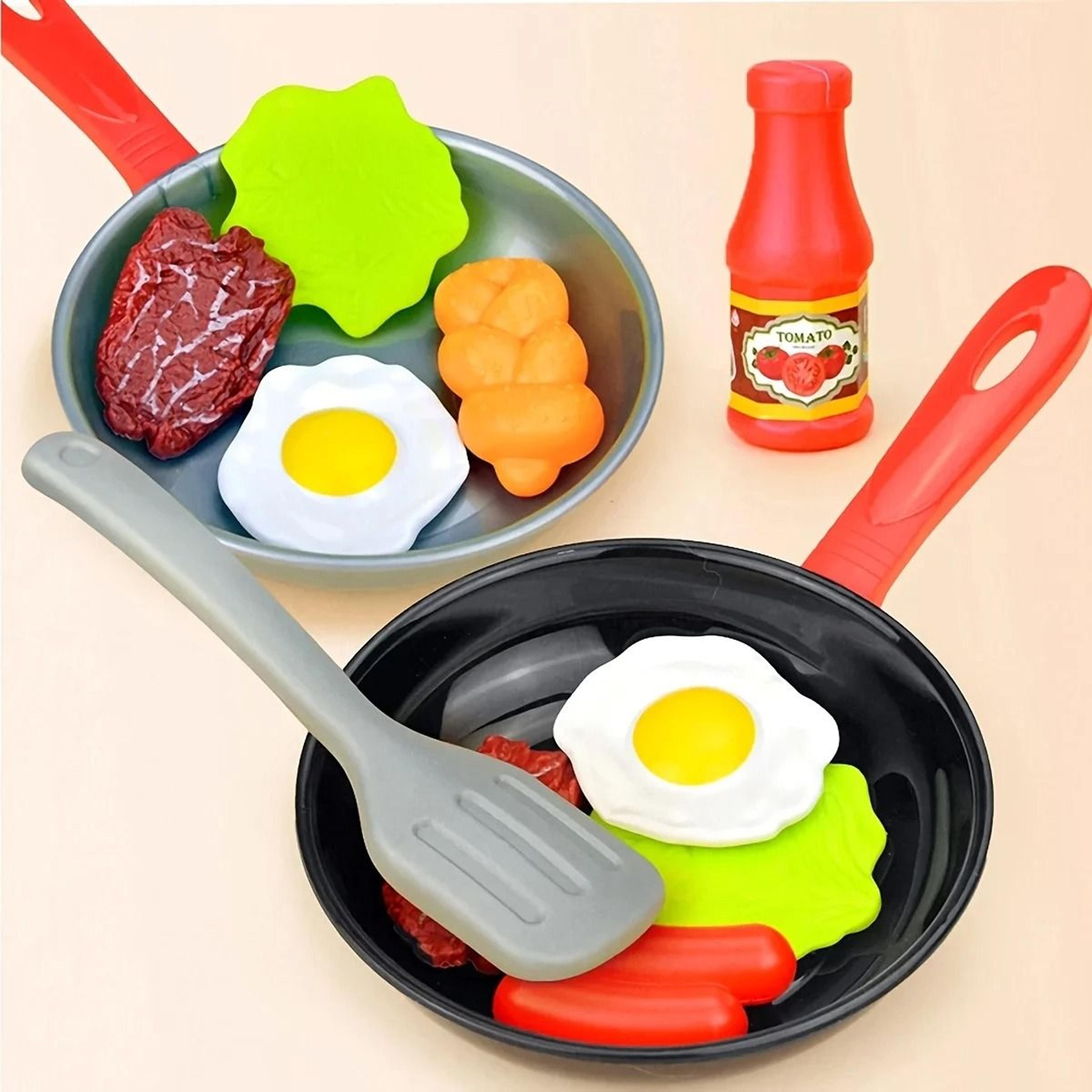 Montessori Wooden Kitchen Pretend Play Set Toddler Cooking Toy With Plates And Dishes 6