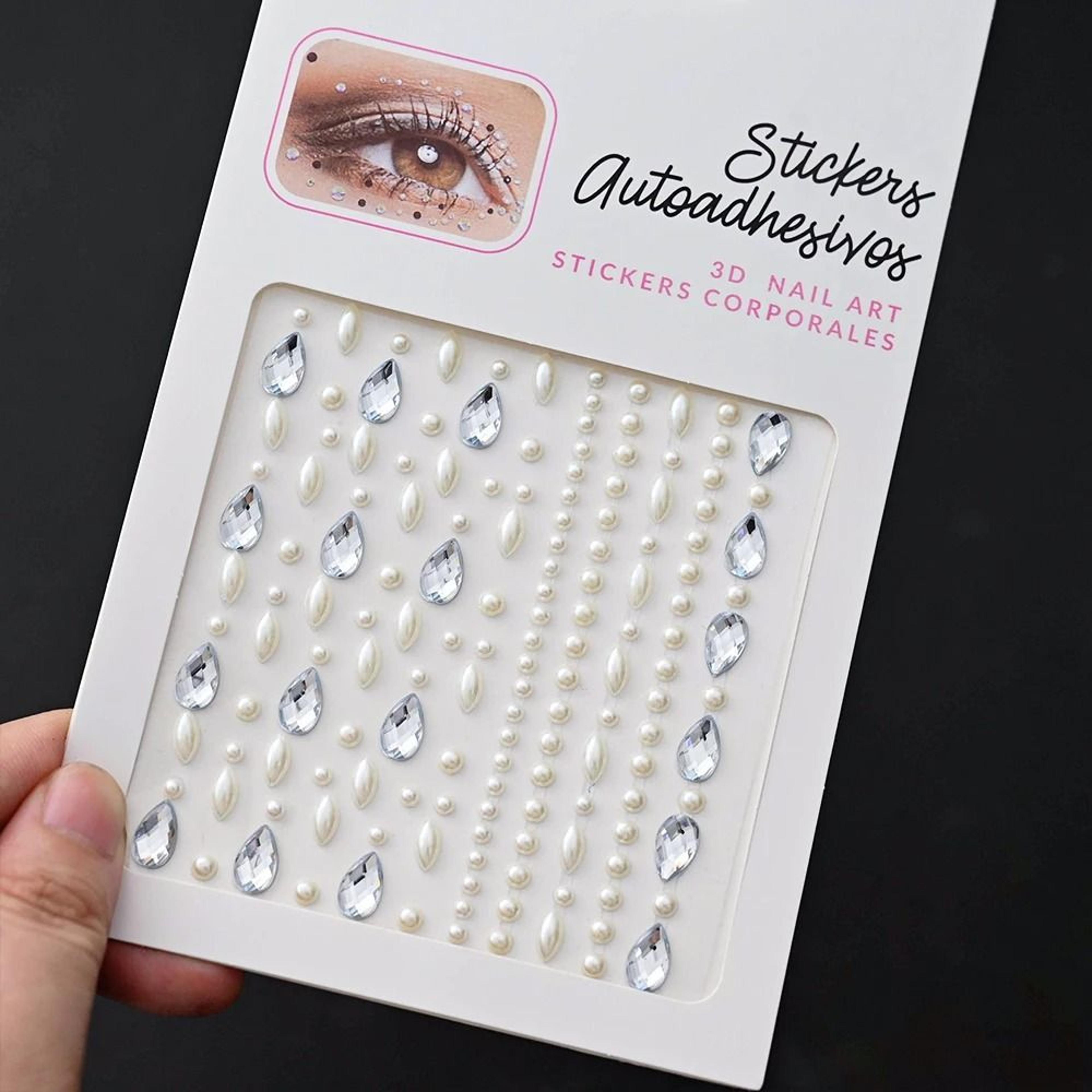 GlamShine Rhinestone Face Stickers Self Adhesive Face Gem Stickers Festival Makeup Jewels 10