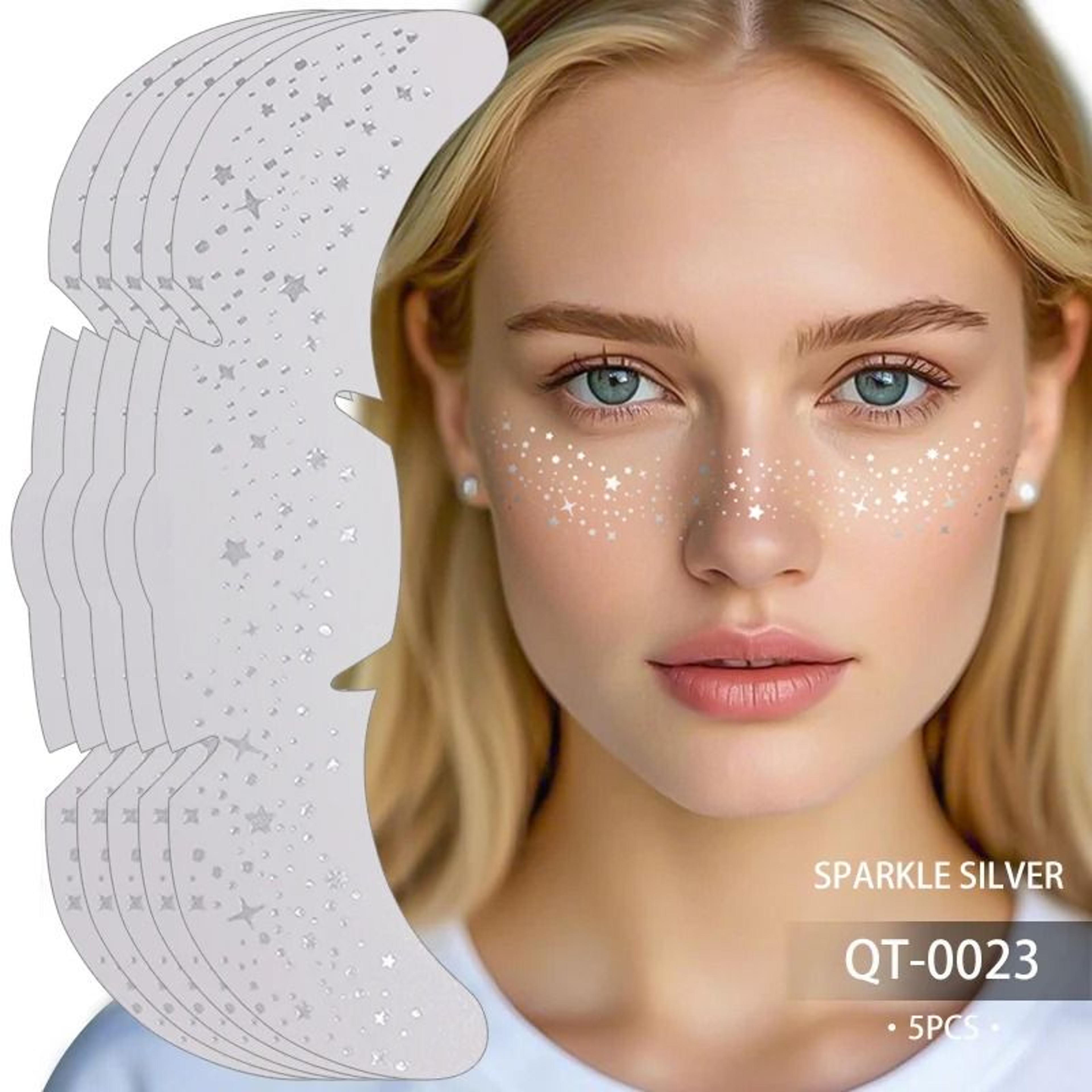 GlowDot Temporary Freckles Tattoo Stickers Metallic Fake Freckles Makeup Stickers Gold Silver Face  1